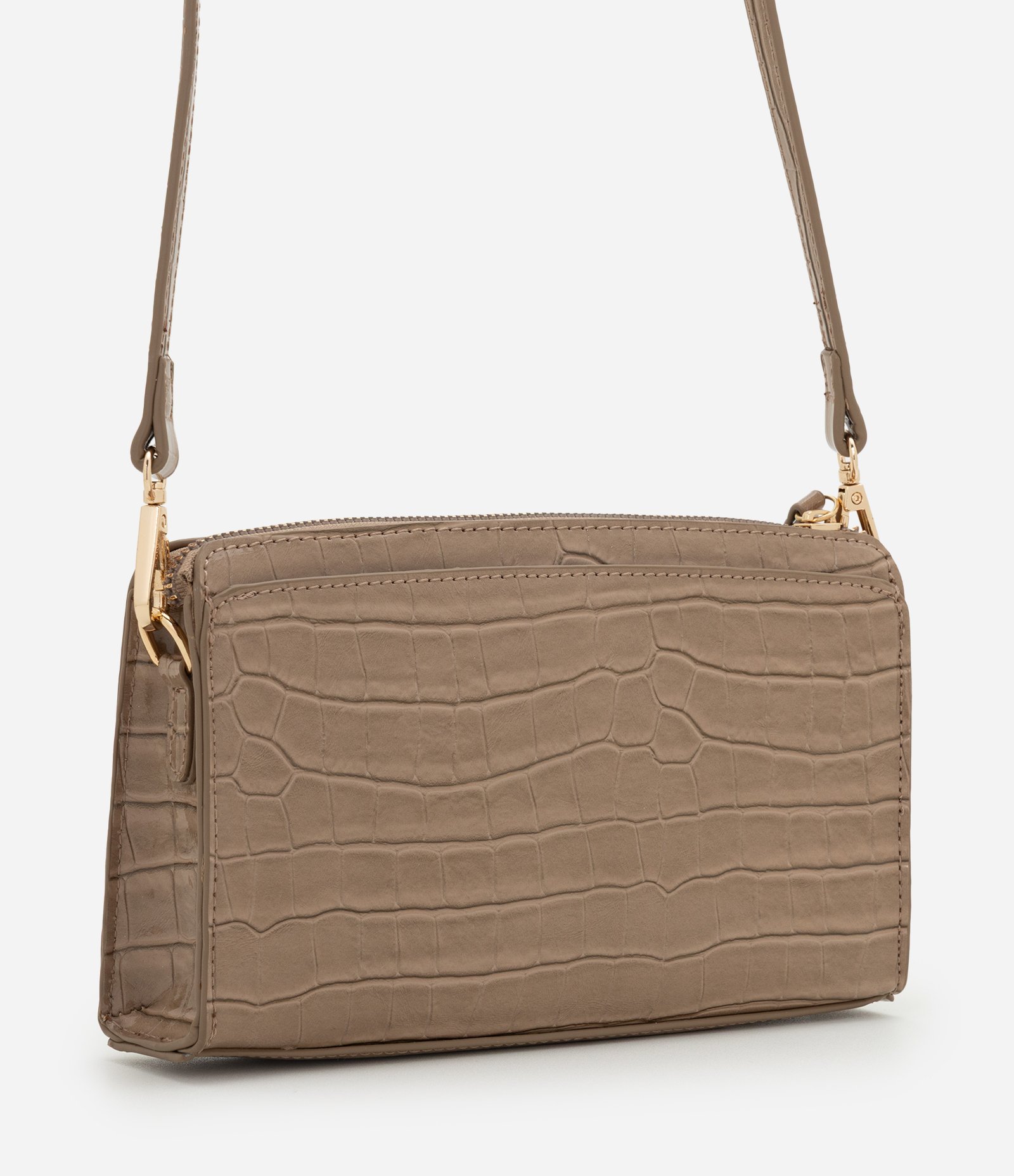 Bolsa Transversal Croco em PU Bege 3