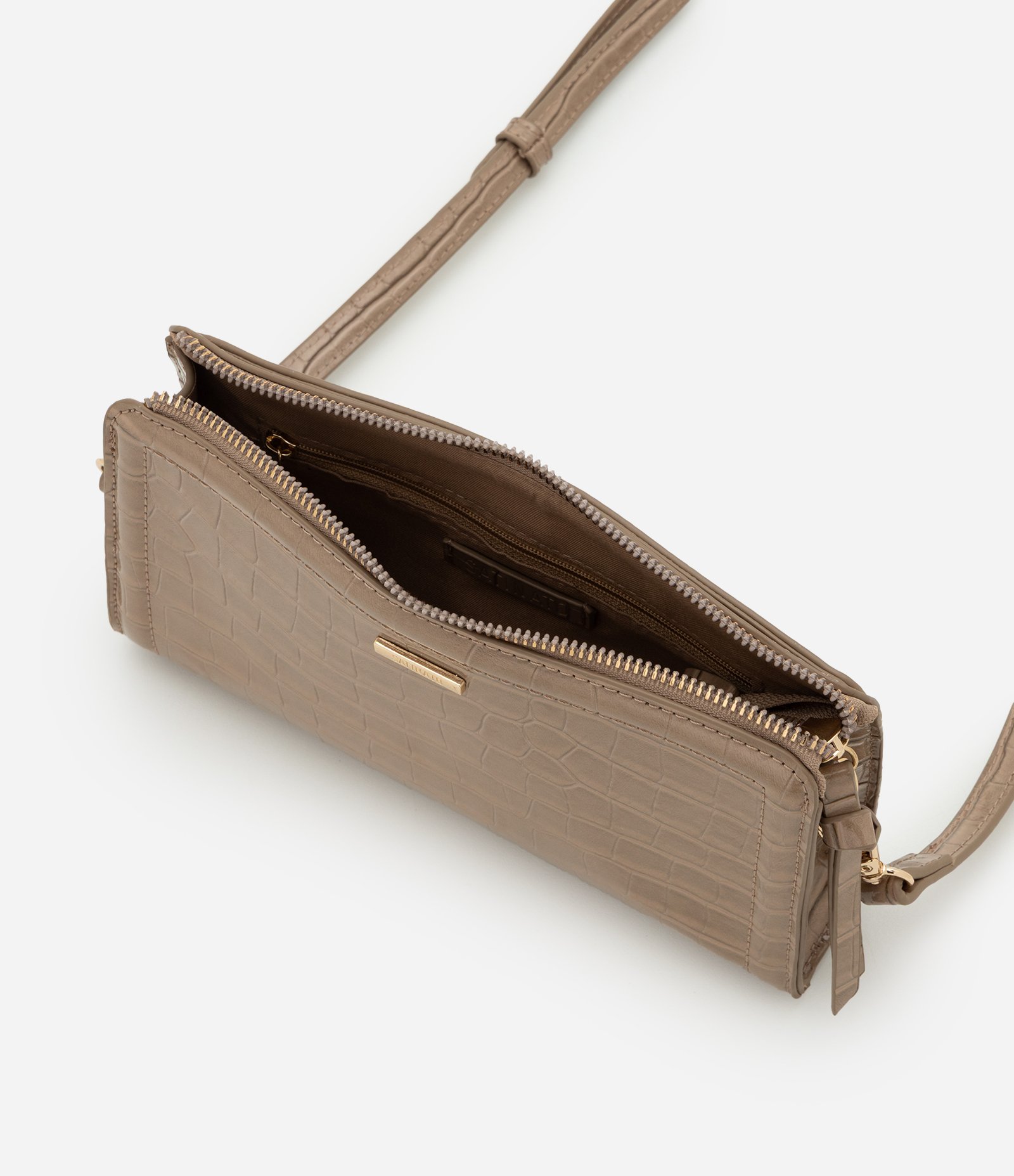 Bolsa Transversal Croco em PU Bege 4