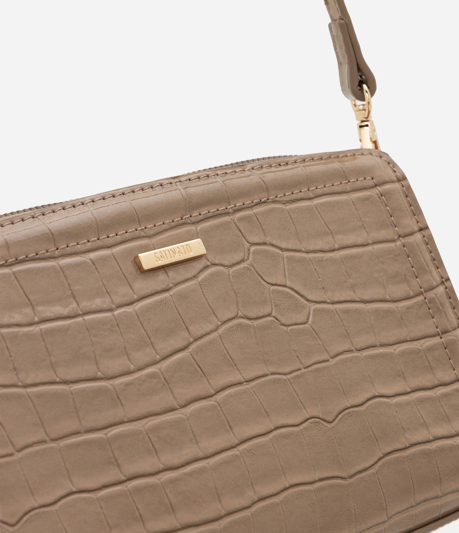 Bolsa Transversal Croco em PU Bege 5