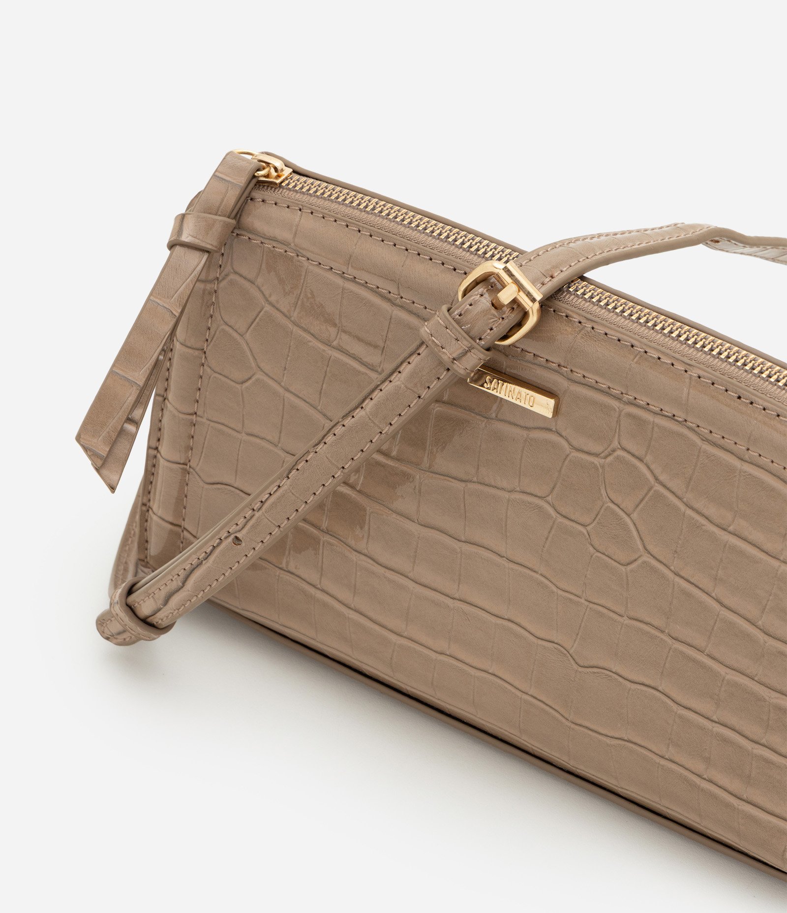 Bolsa Transversal Croco em PU Bege 7