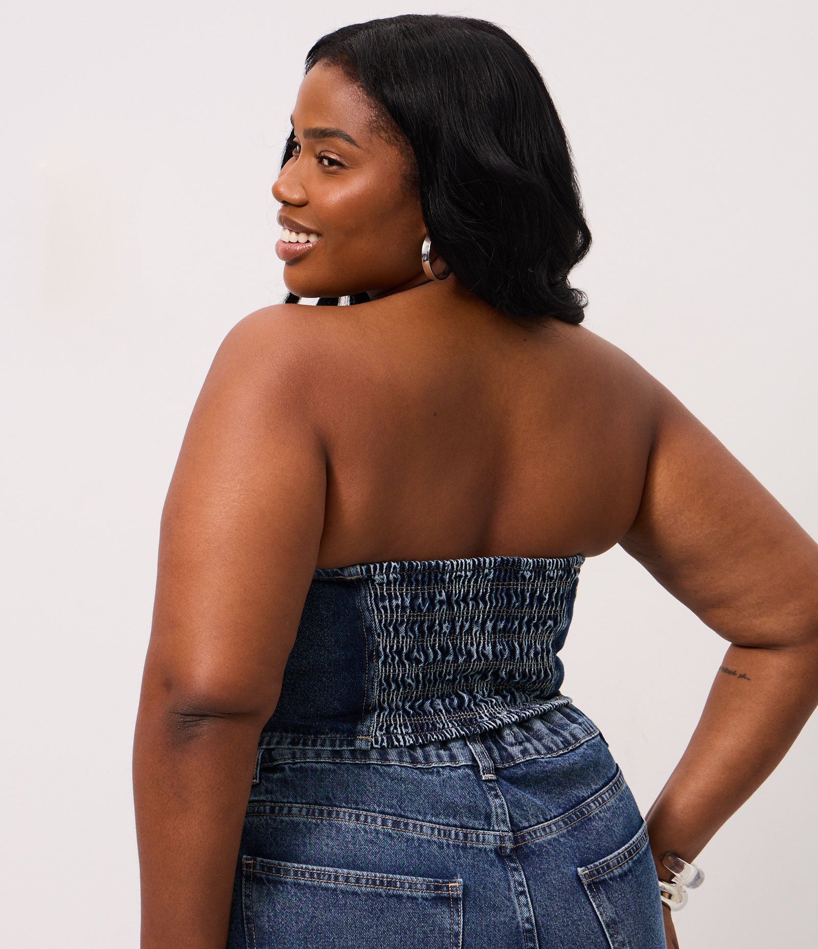 Top Jeans Tomara que Caia com Brilhos Curve & Plus Size Azul 4