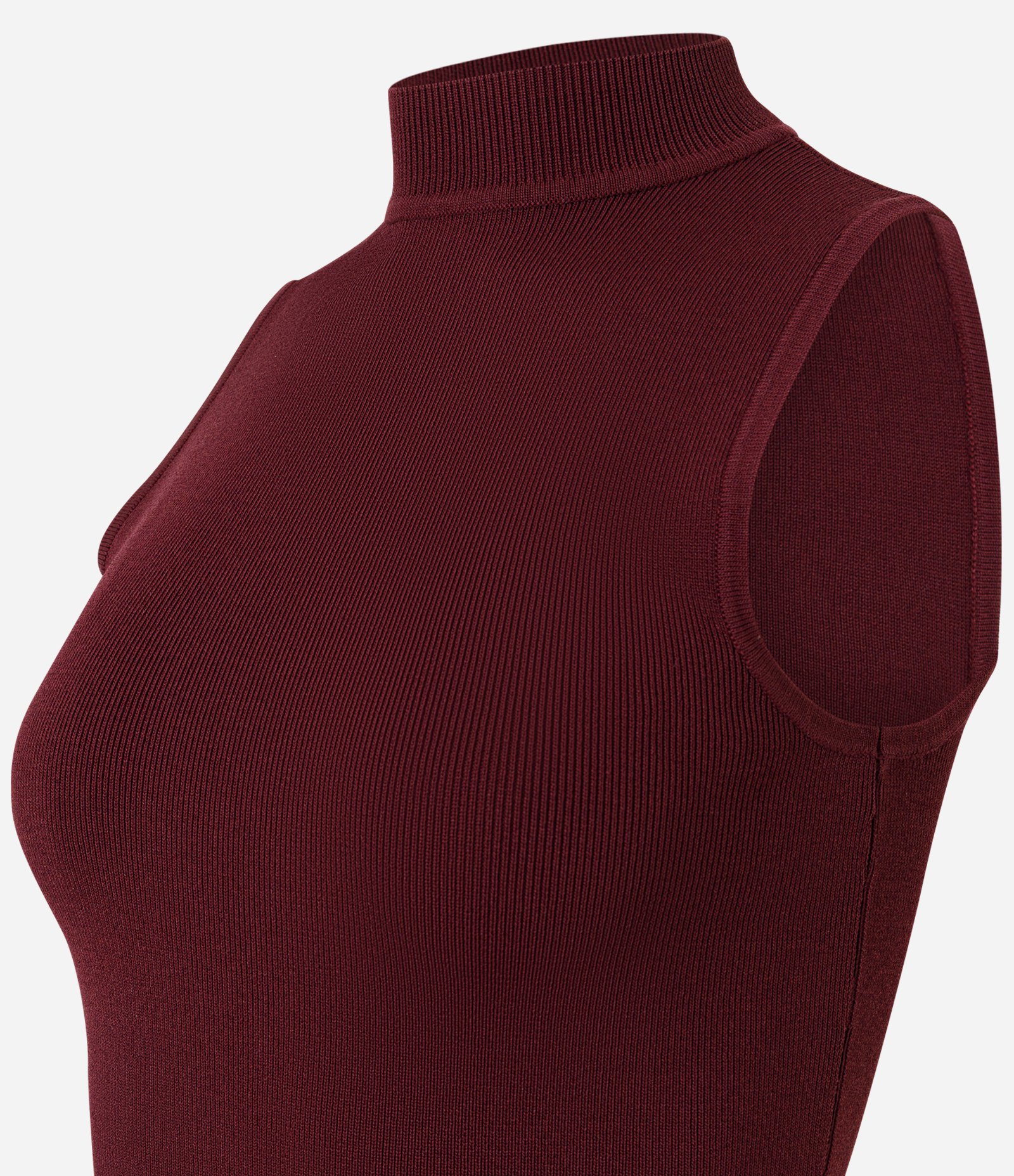 Blusa em Tricô com Golinha e Textura Canelada Vinho 6