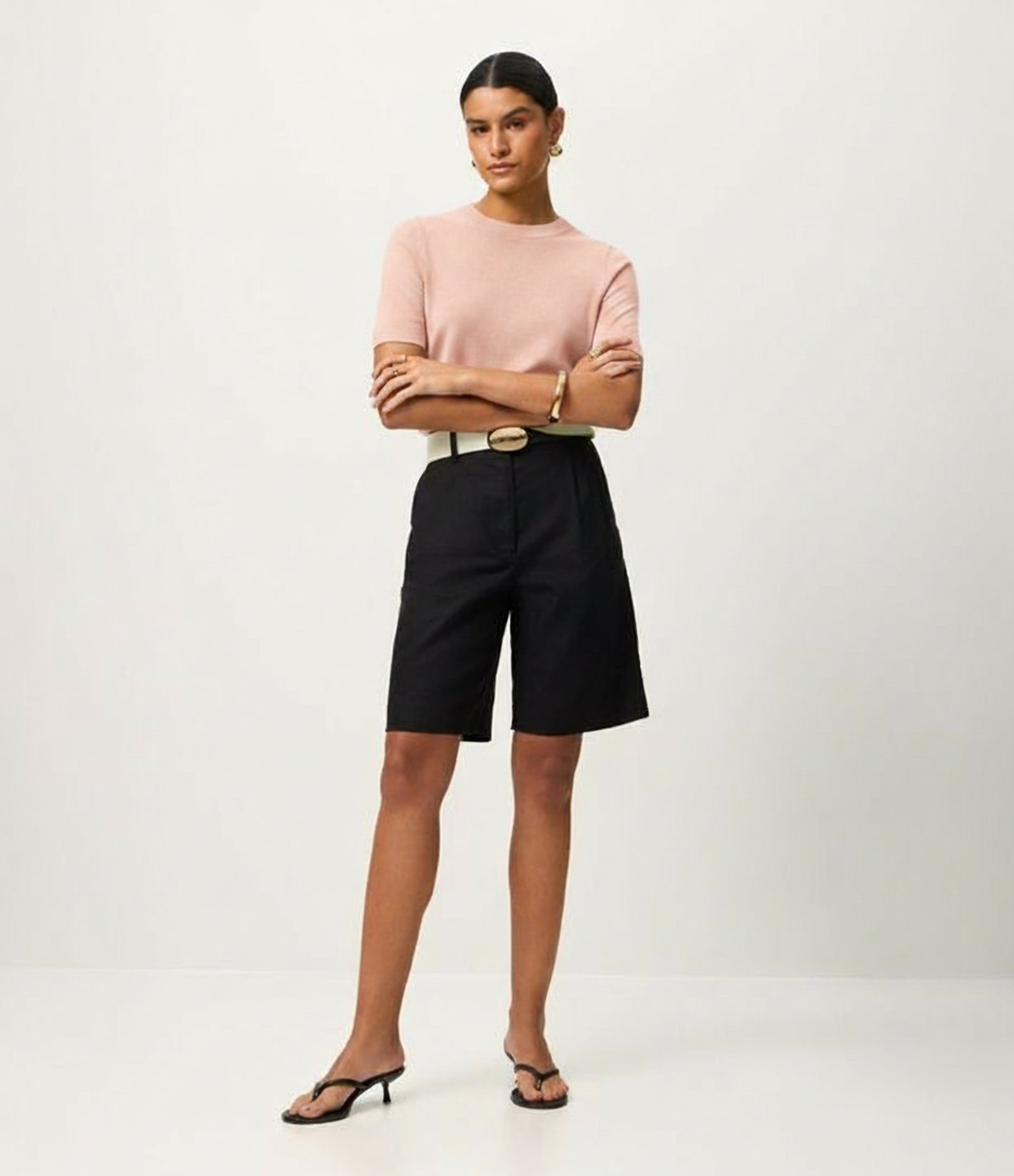 Blusa em Tricô com Manga Curta Rosa Claro 1