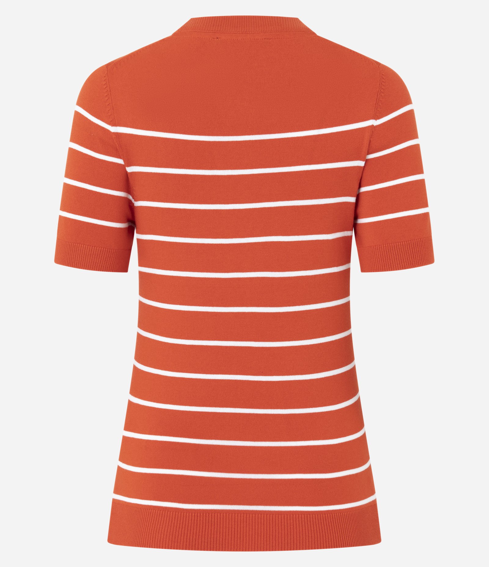 Blusa Manga Curta em Tricô com Estampa Listrada Laranja 4