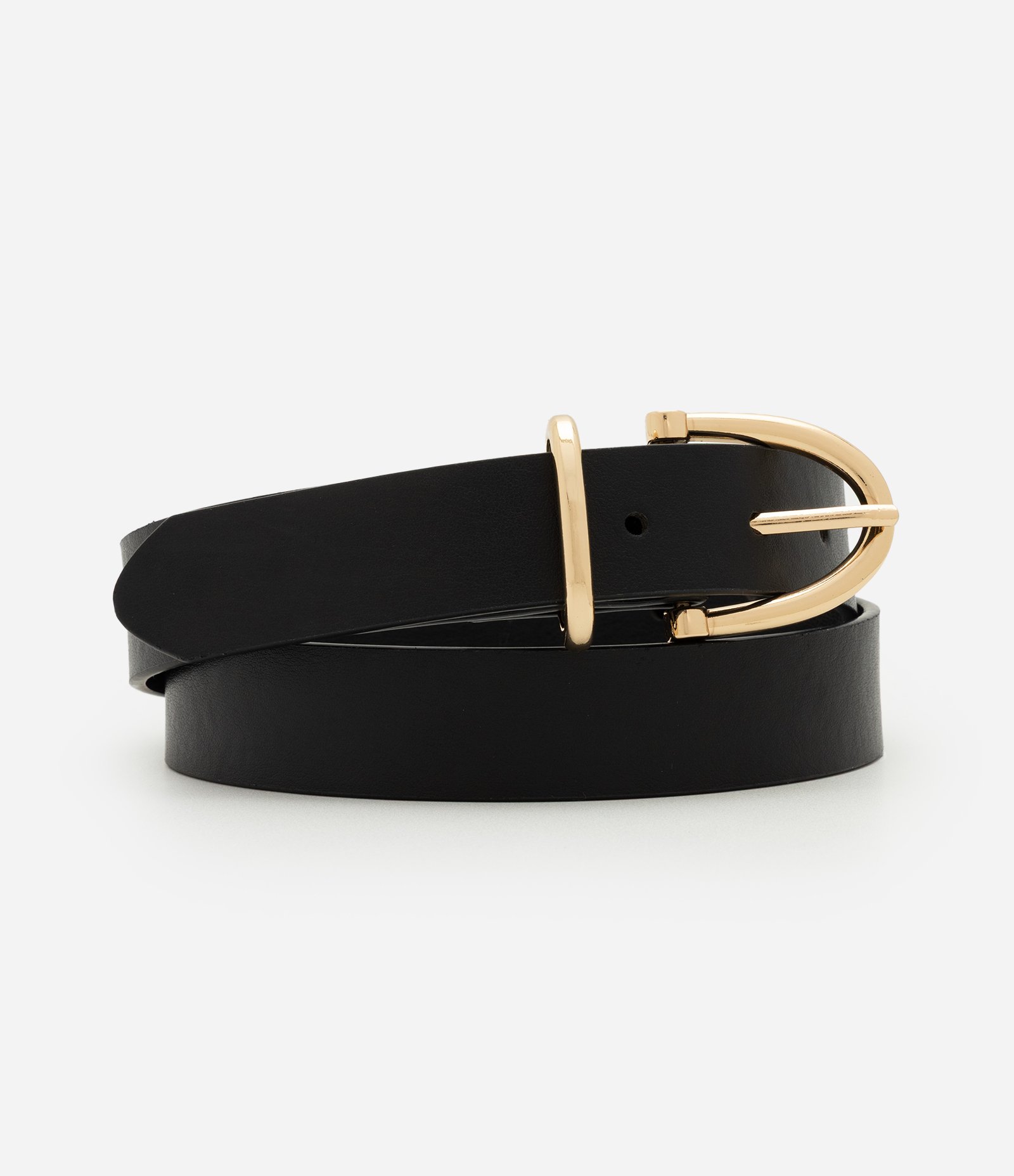 Cinto Médio em PU com Fivela Light Gold Preto 1