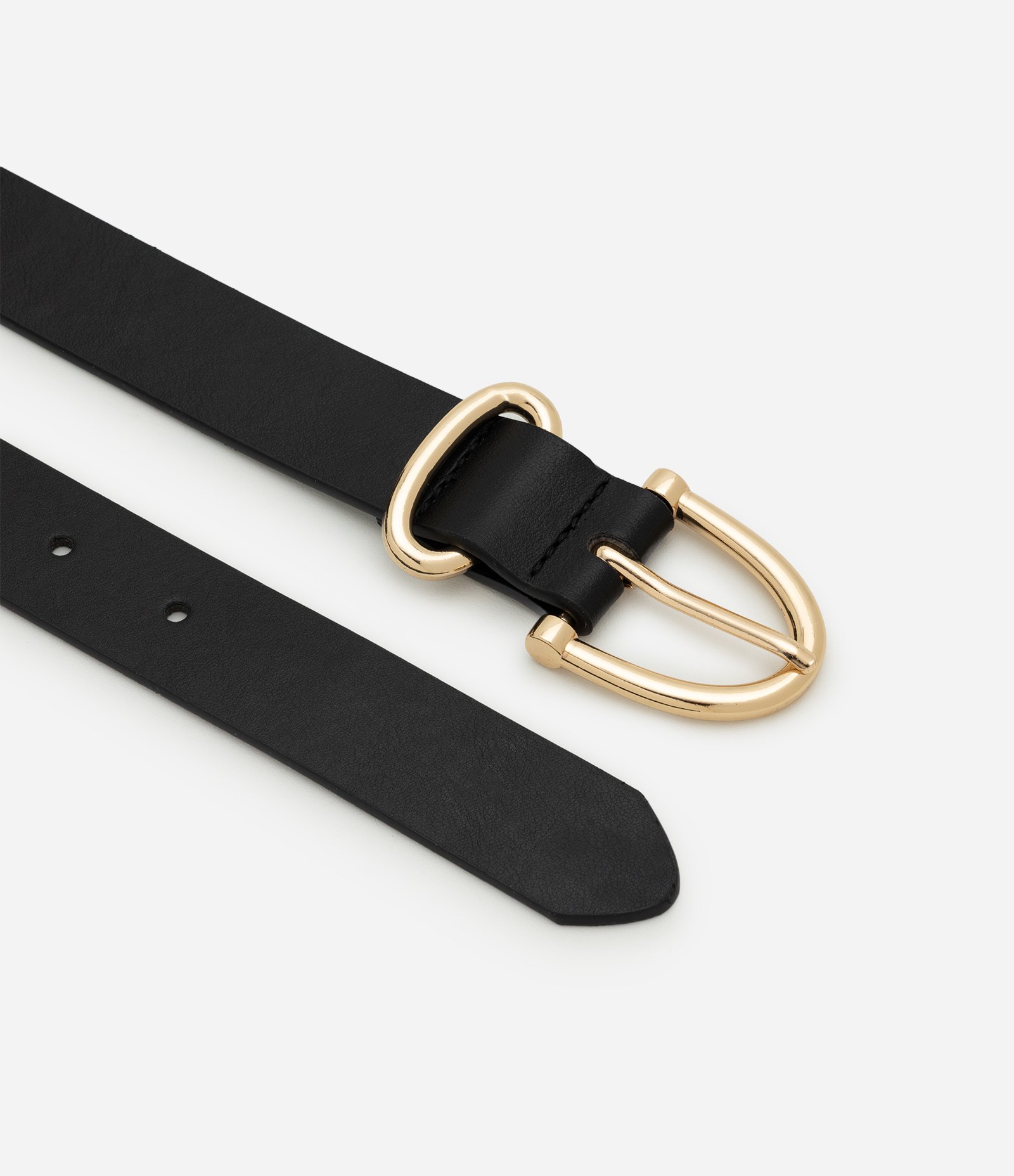 Cinto Médio em PU com Fivela Light Gold Preto 2