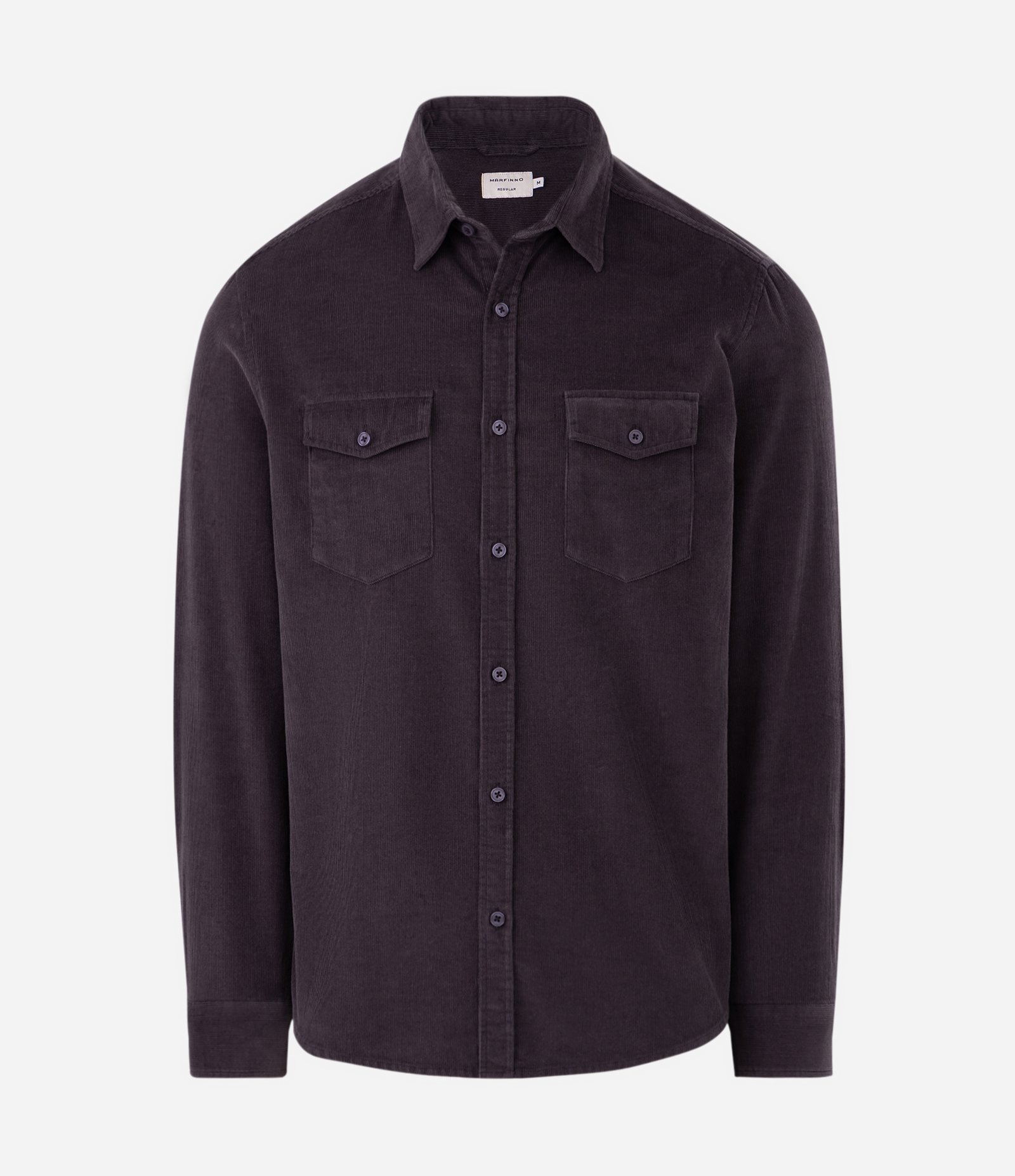 Camisa Comfort em Veludo com Bolsos Frontais Cinza Escuro 5
