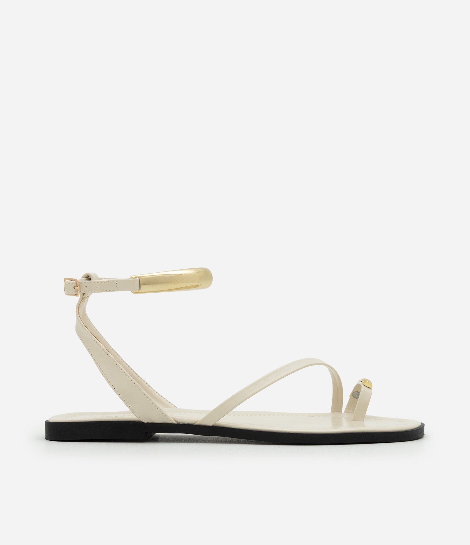 Sandália Rasteira com Detalhes Bold Off White 1