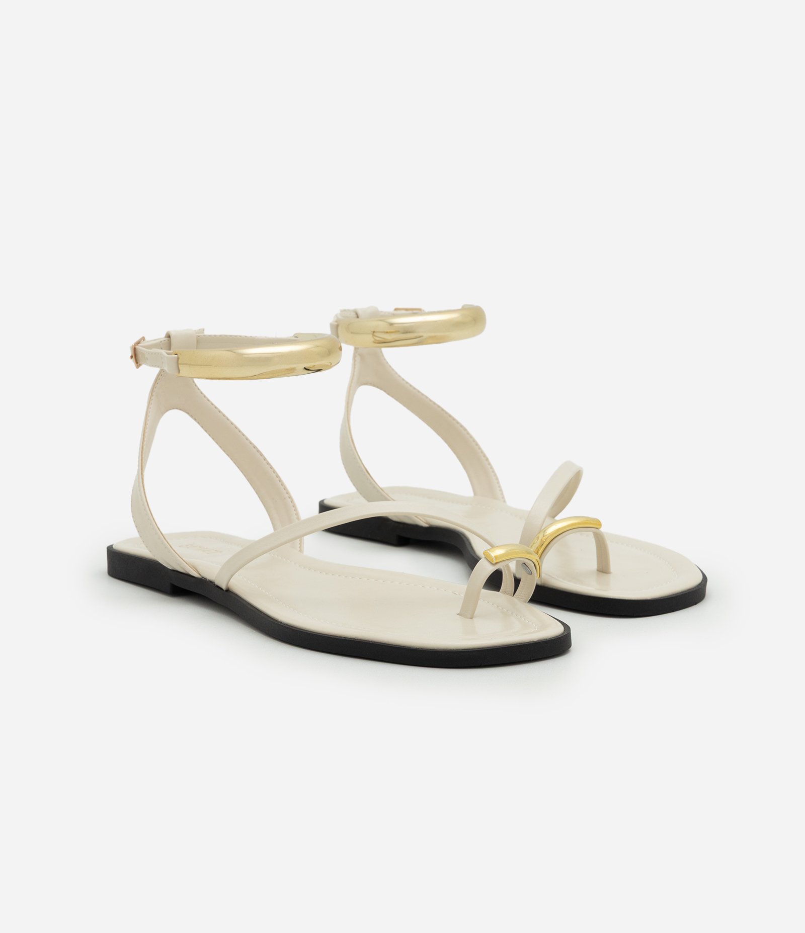 Sandália Rasteira com Detalhes Bold Off White 2