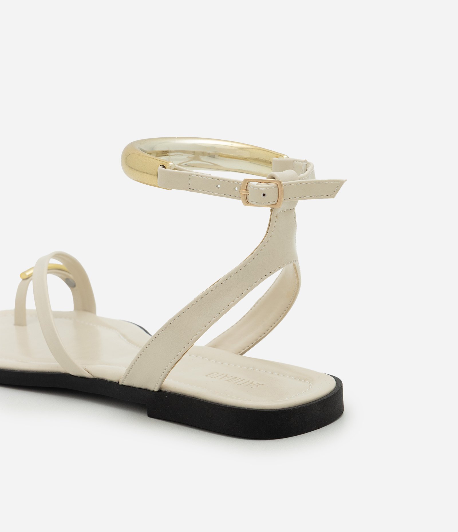 Sandália Rasteira com Detalhes Bold Off White 3