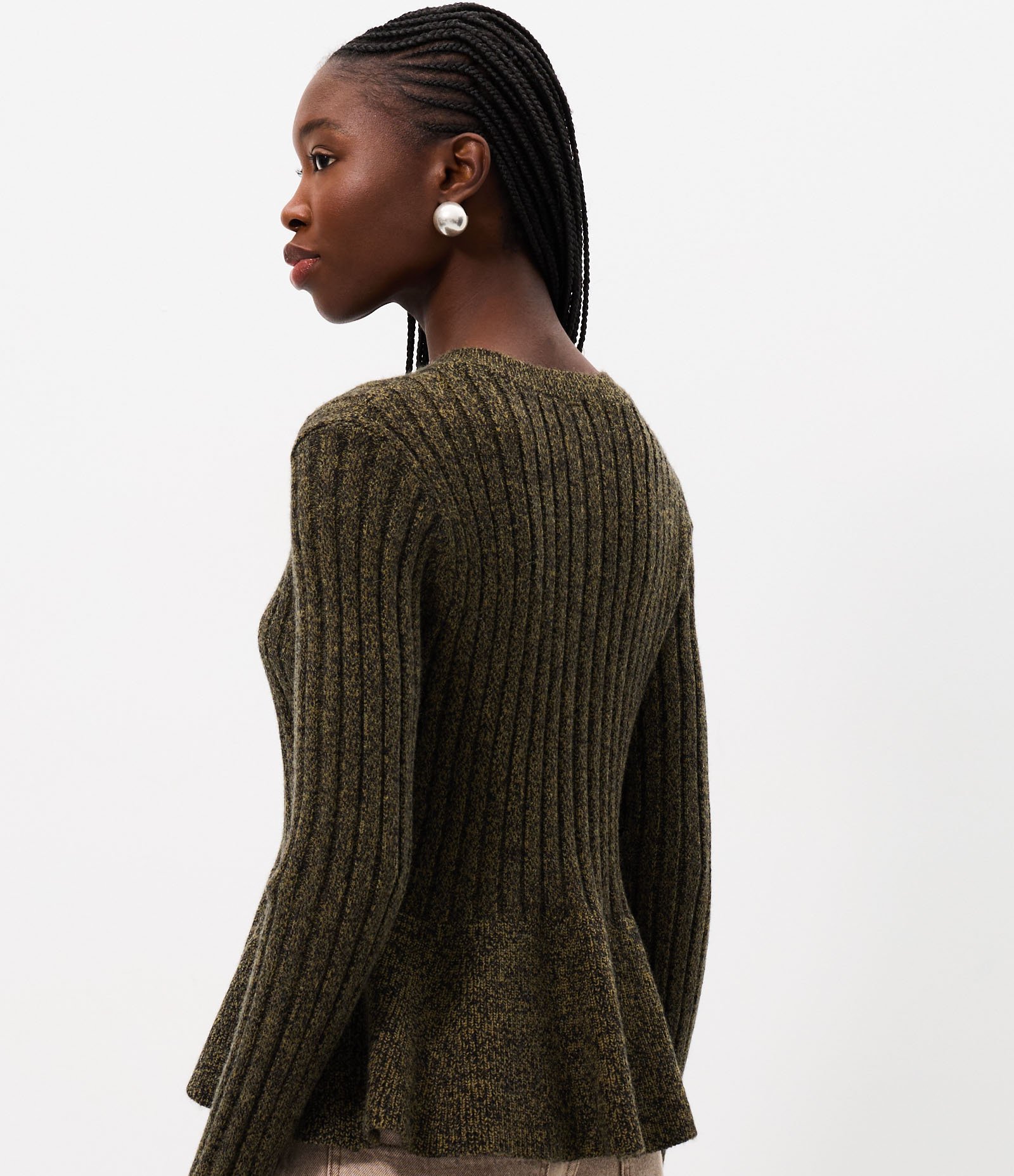 Cardigan Peplum em Tricô com Botões Frontais Verde 4