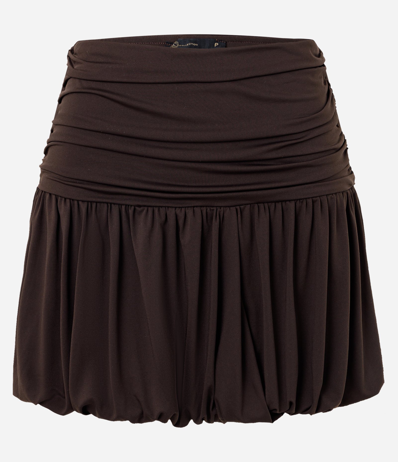 Saia Balonê em Microfibra com Franzidos Marrom 1