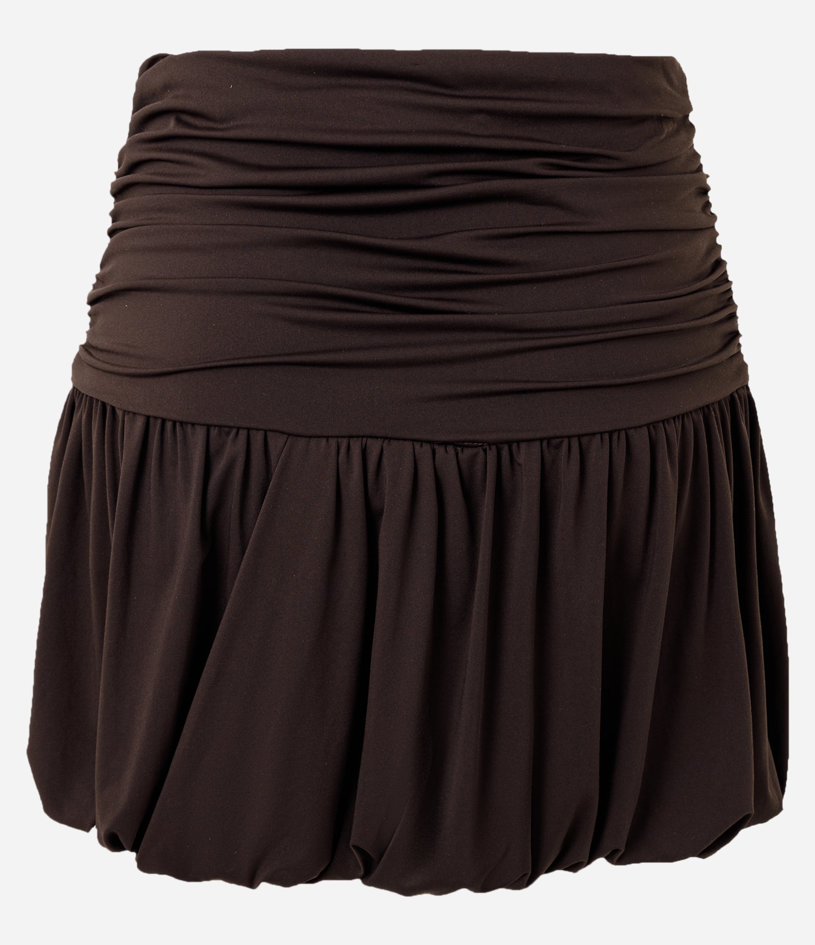 Saia Balonê em Microfibra com Franzidos Marrom 2