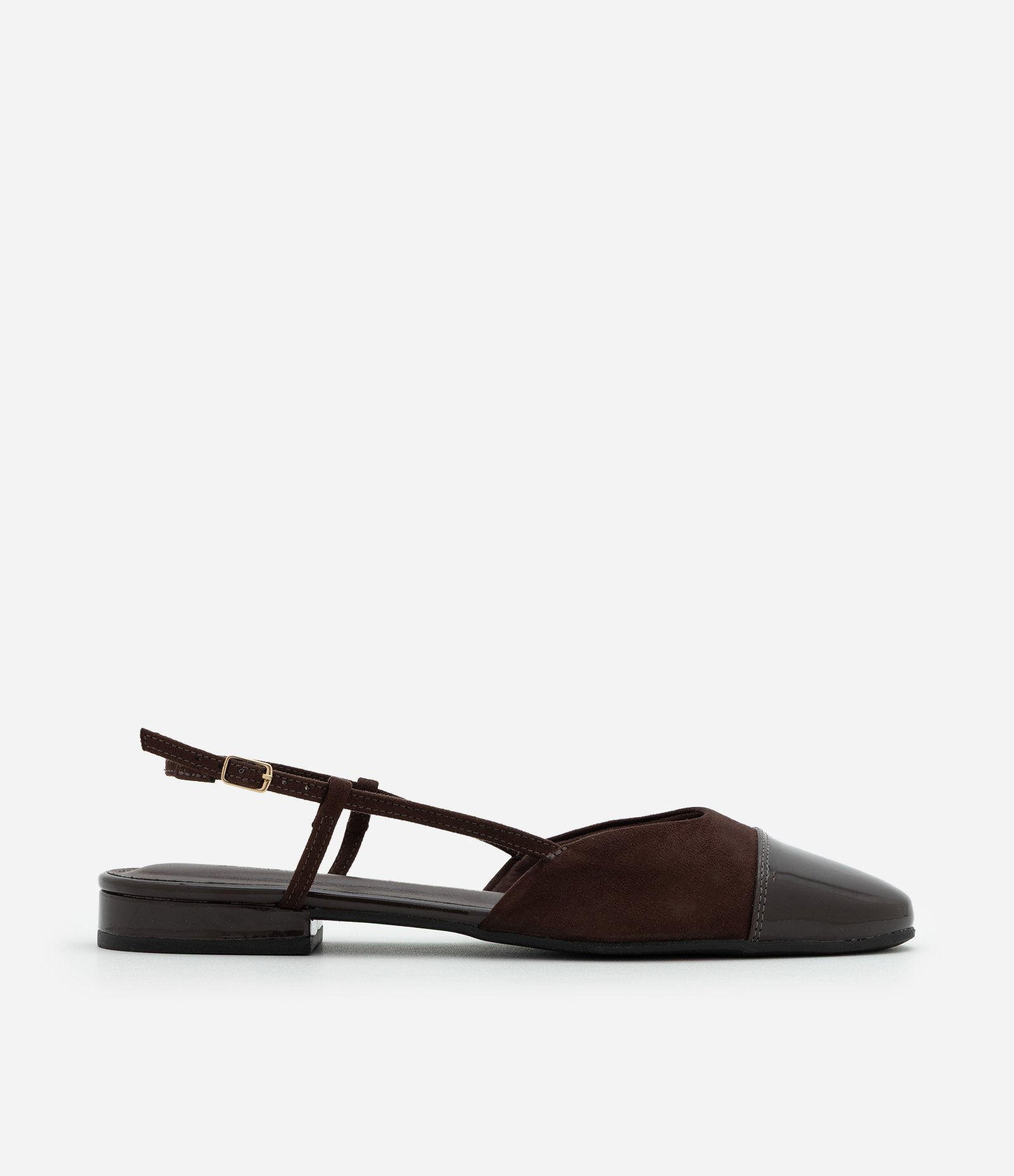 Sapatilha Slingback Texturizado com Detalhes em PU Marrom 1