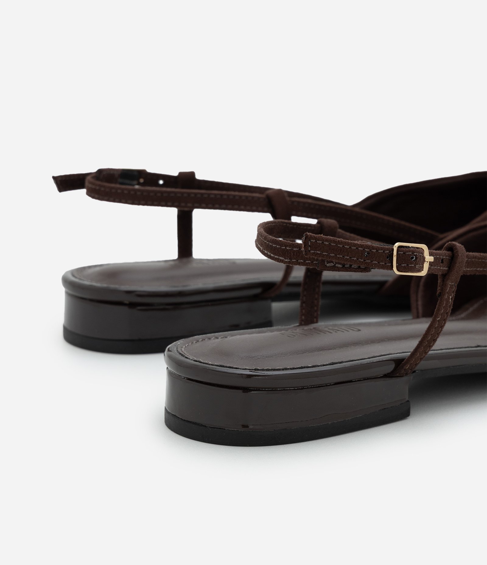 Sapatilha Slingback Texturizado com Detalhes em PU Marrom 4