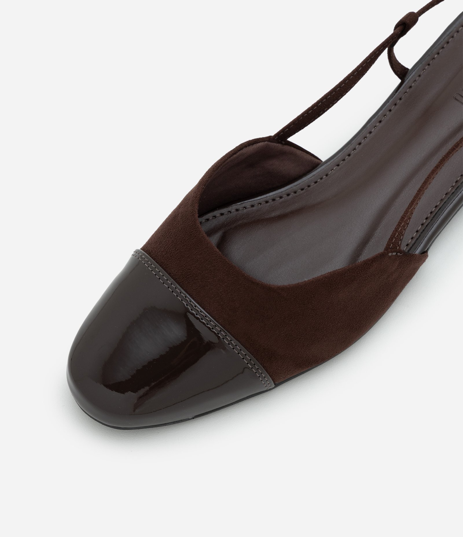Sapatilha Slingback Texturizado com Detalhes em PU Marrom 5