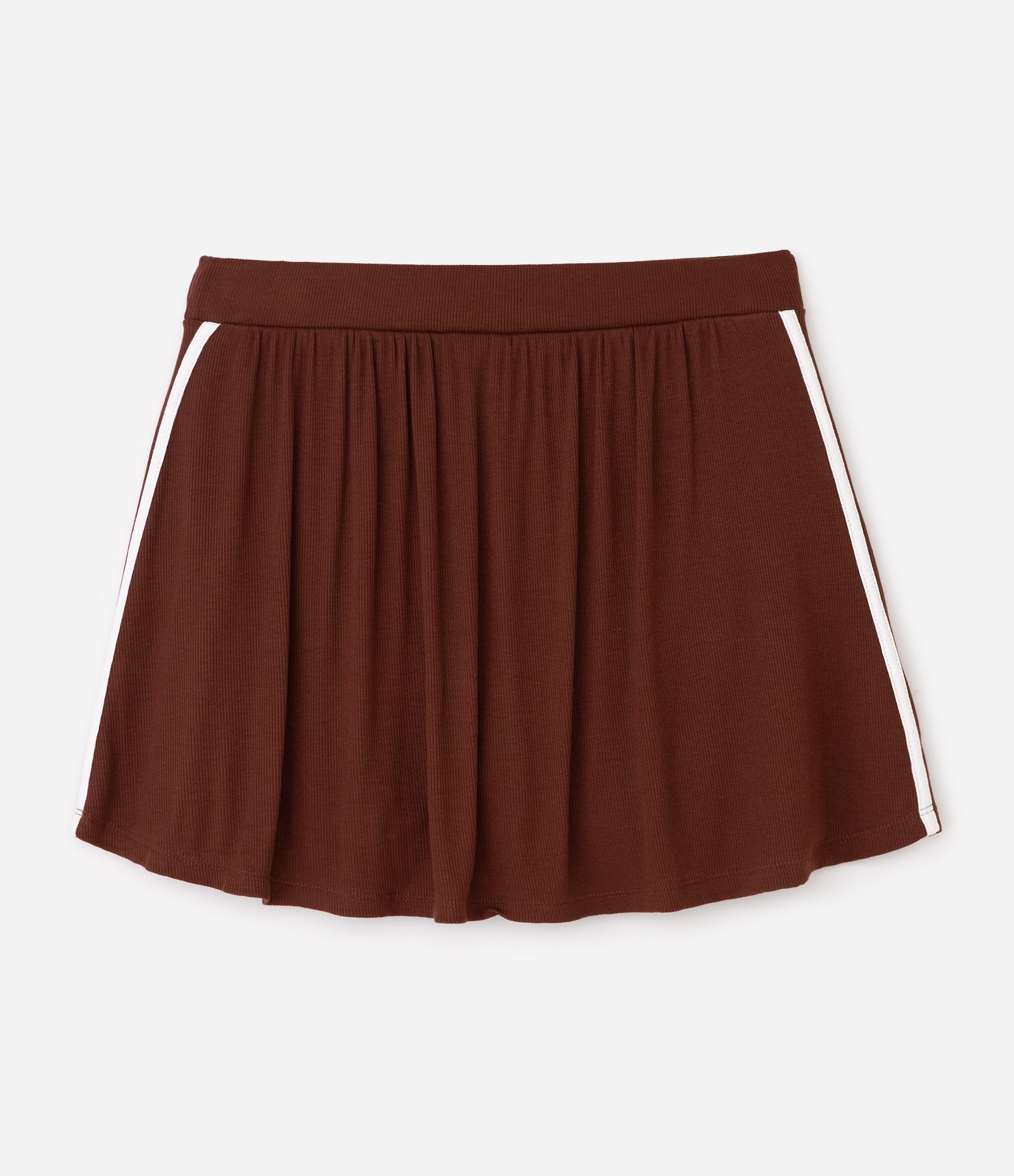 Short Saia Esportivo em Ribana com Listras Laterais Curve & Plus Size Marrom 5