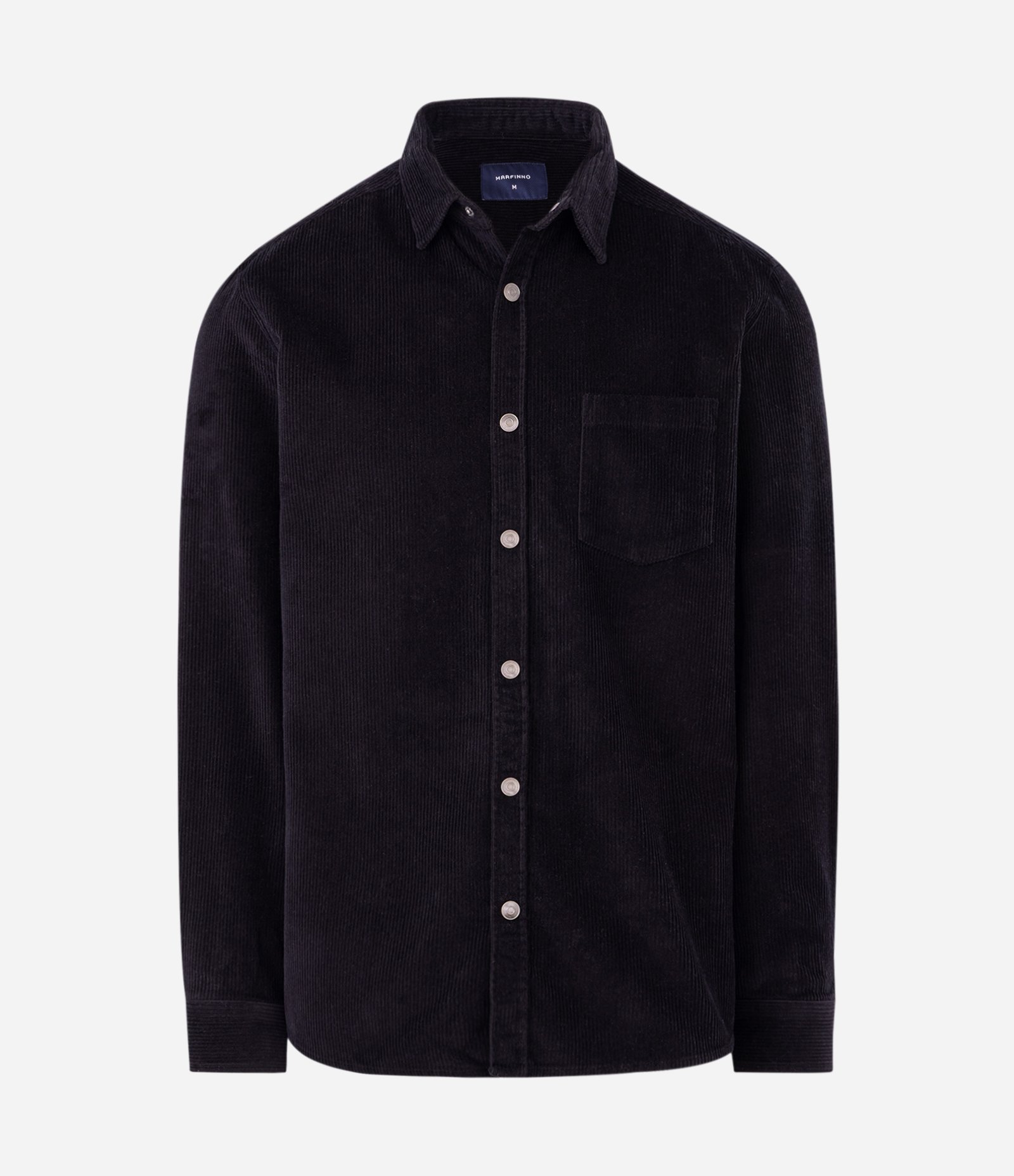 Camisa em Veludo com Bolso no Peito e Abotoamento Preto 6