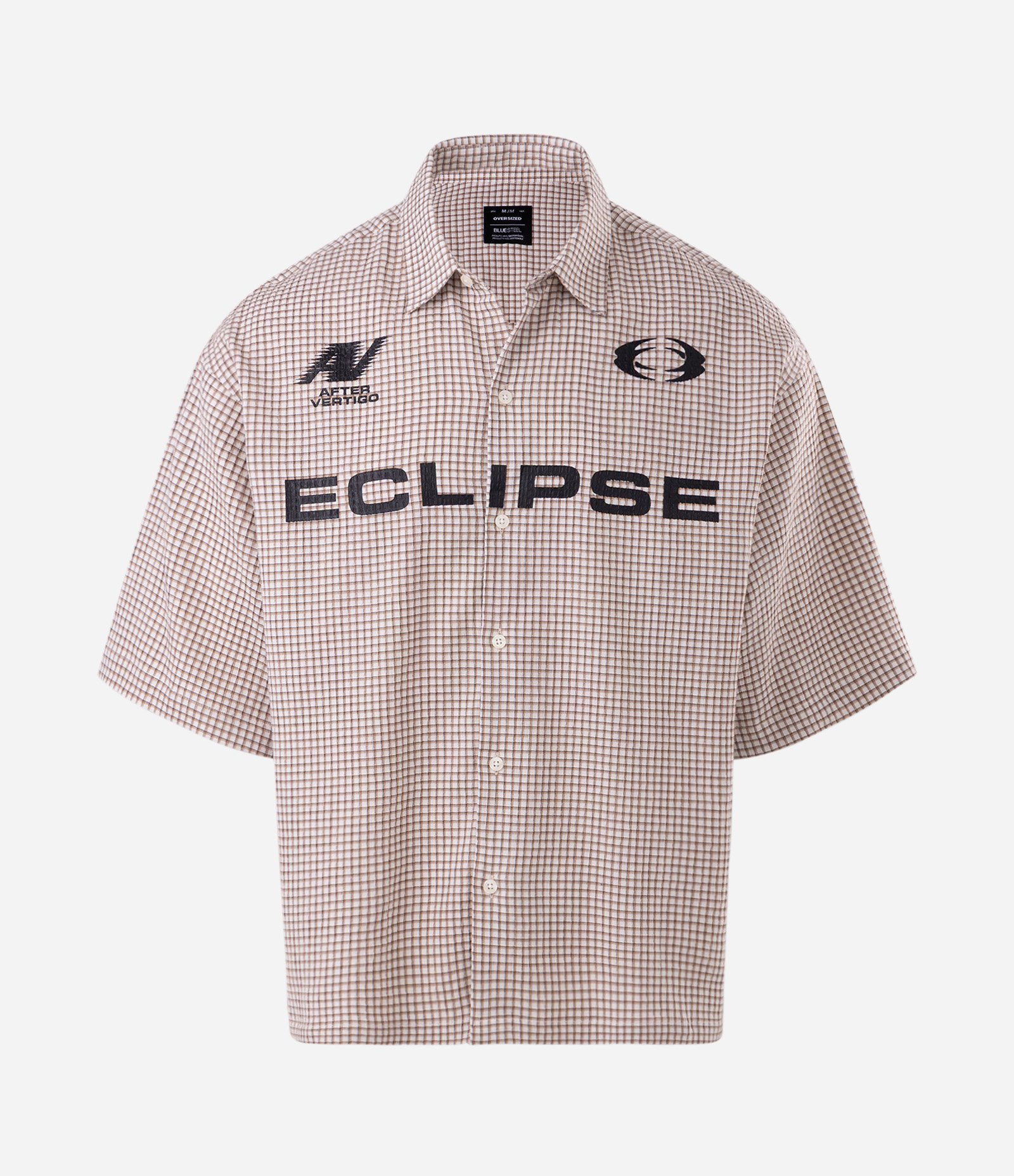 Camisa Oversized em Algodão com Textura Grid e Lettering Eclipse Branco 5