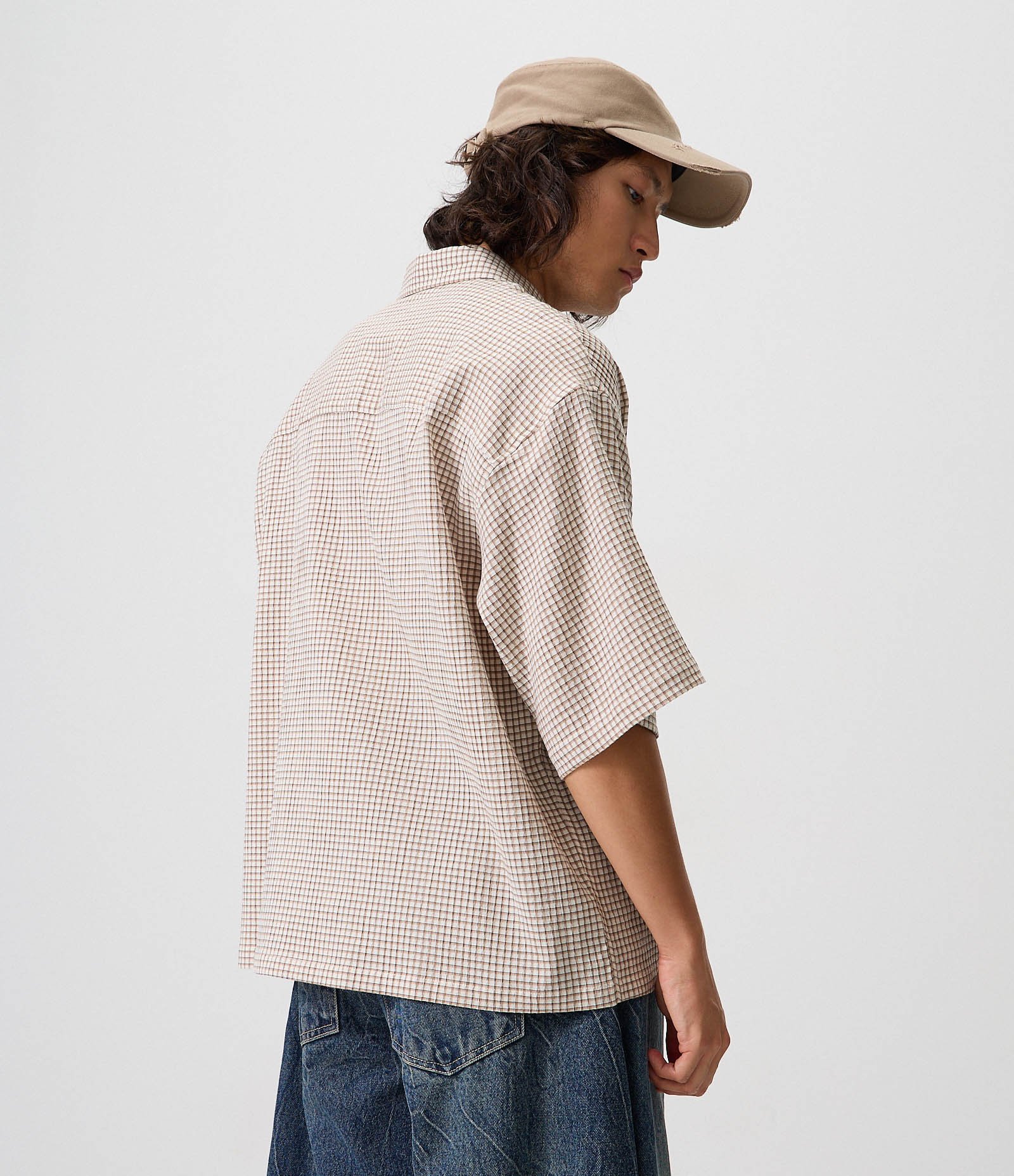 Camisa Oversized em Algodão com Textura Grid e Lettering Eclipse Branco 3