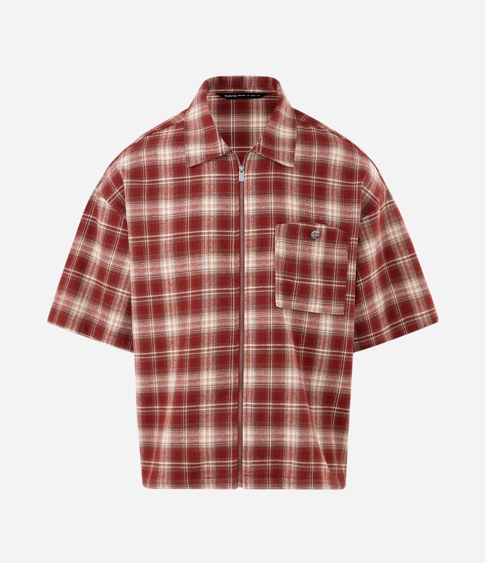 Camisa Relaxed em Flanela Xadrez com Zíper Vermelho 5