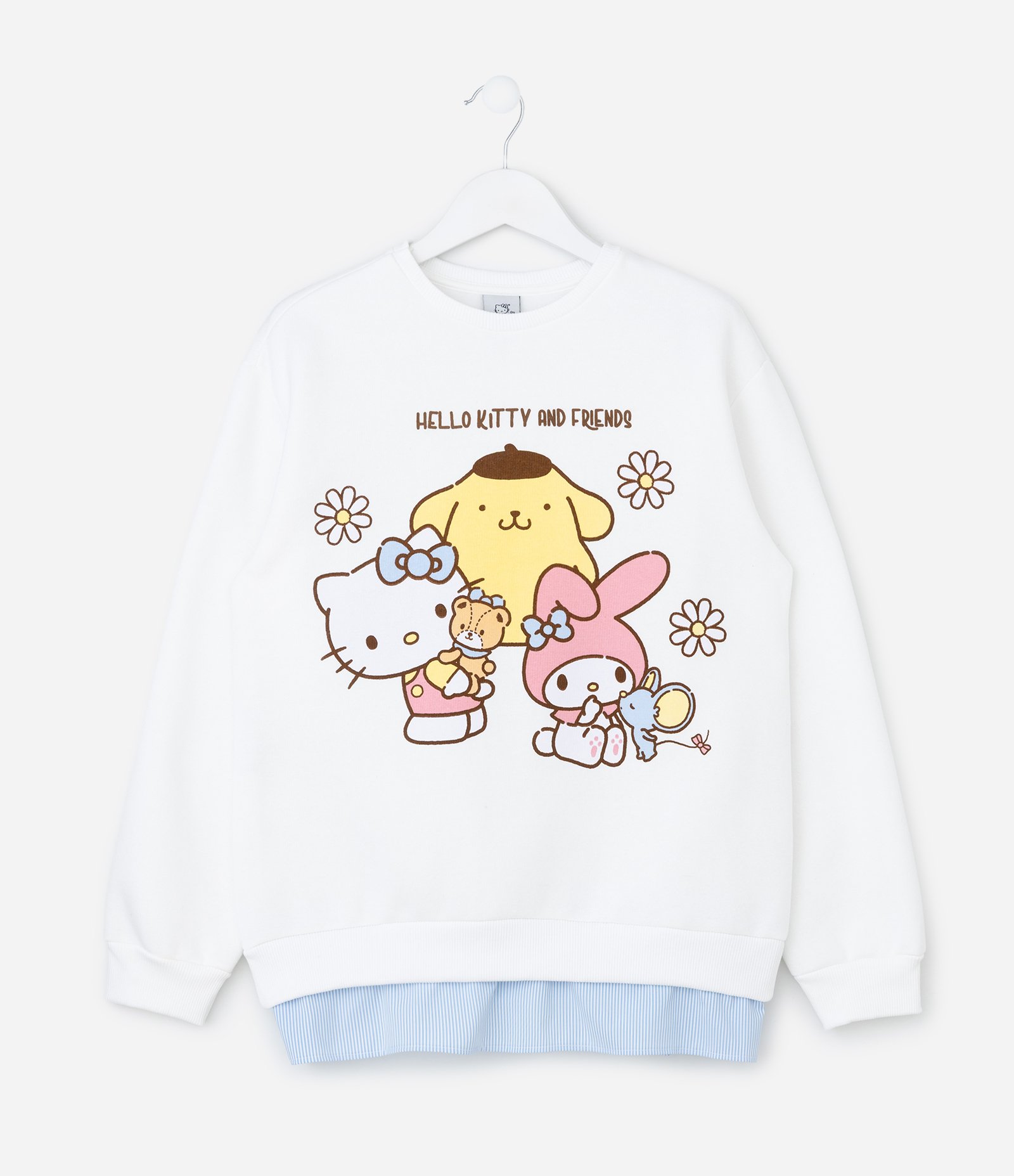 Casaco Moletom Infantil Hello Kitty com Barra Sobreposta - Tam 3 a 14 anos Branco 1