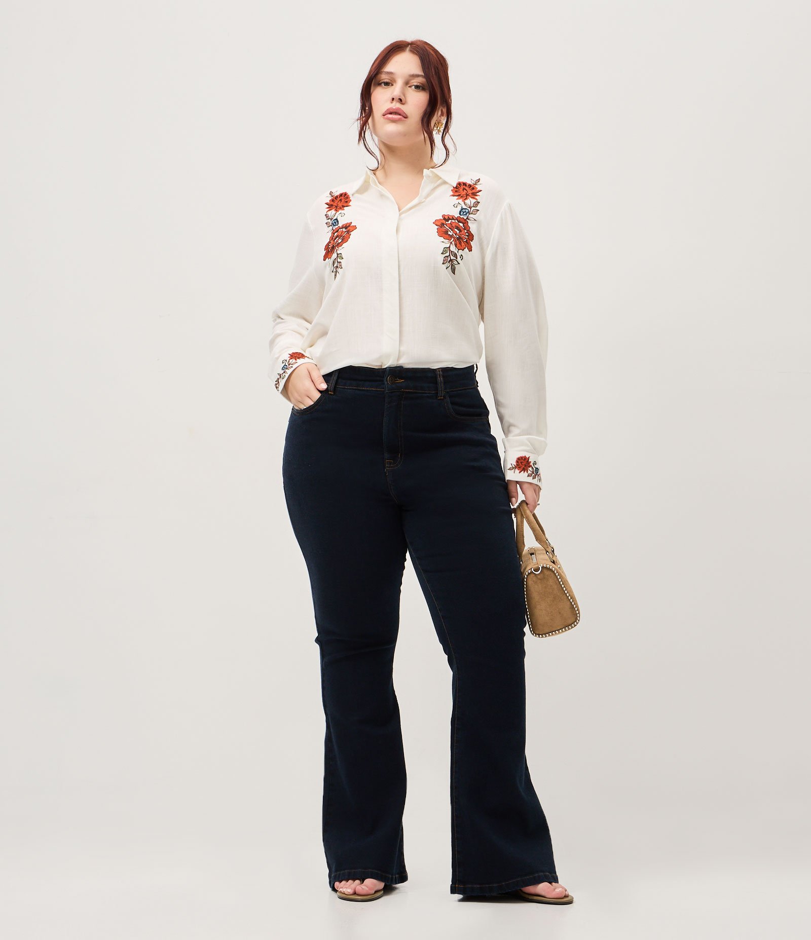 Calça Jeans Flare Push Up Curve & Plus Size Azul 1