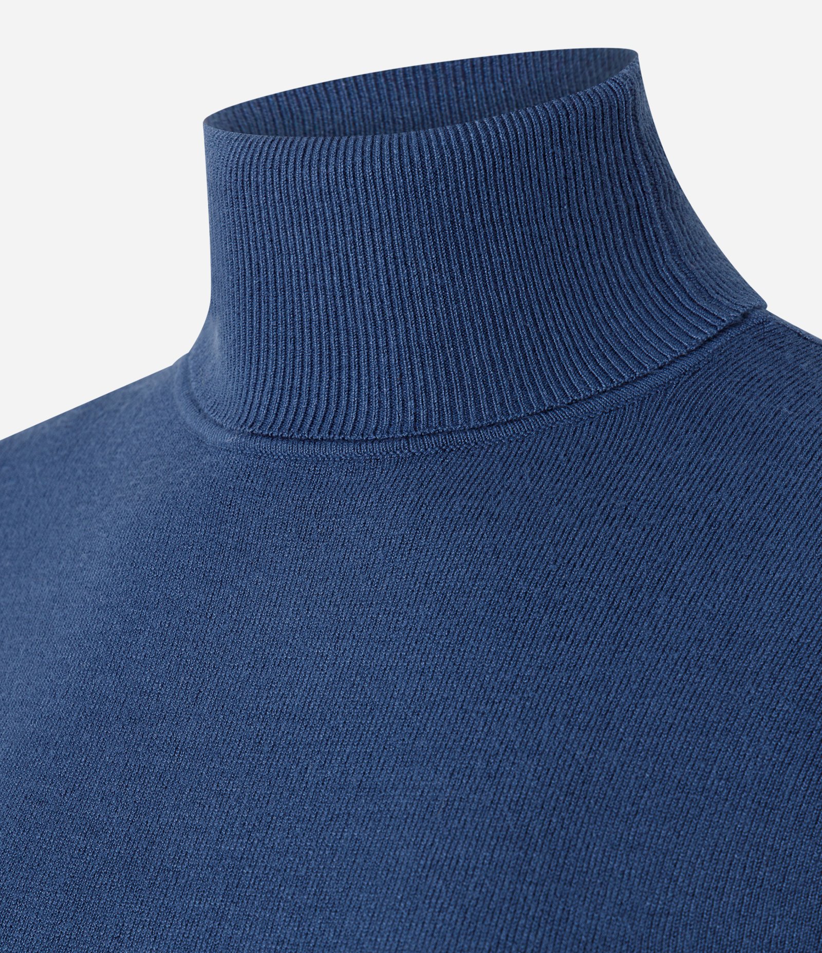 Blusa em Tricô com Gola Alta e Botões nas Mangas Azul 3