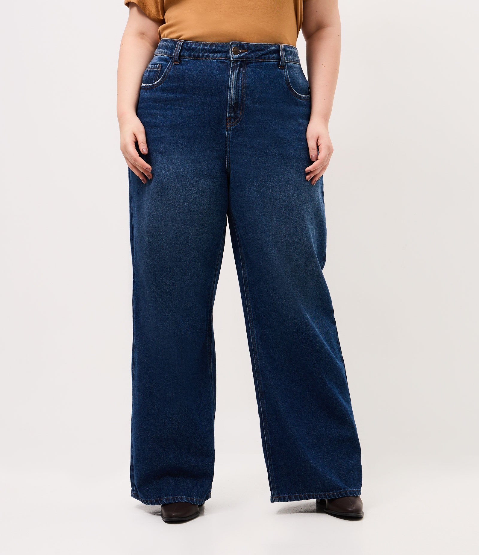 Calça Wide Leg em Jeans Curve & Plus Size Azul 2