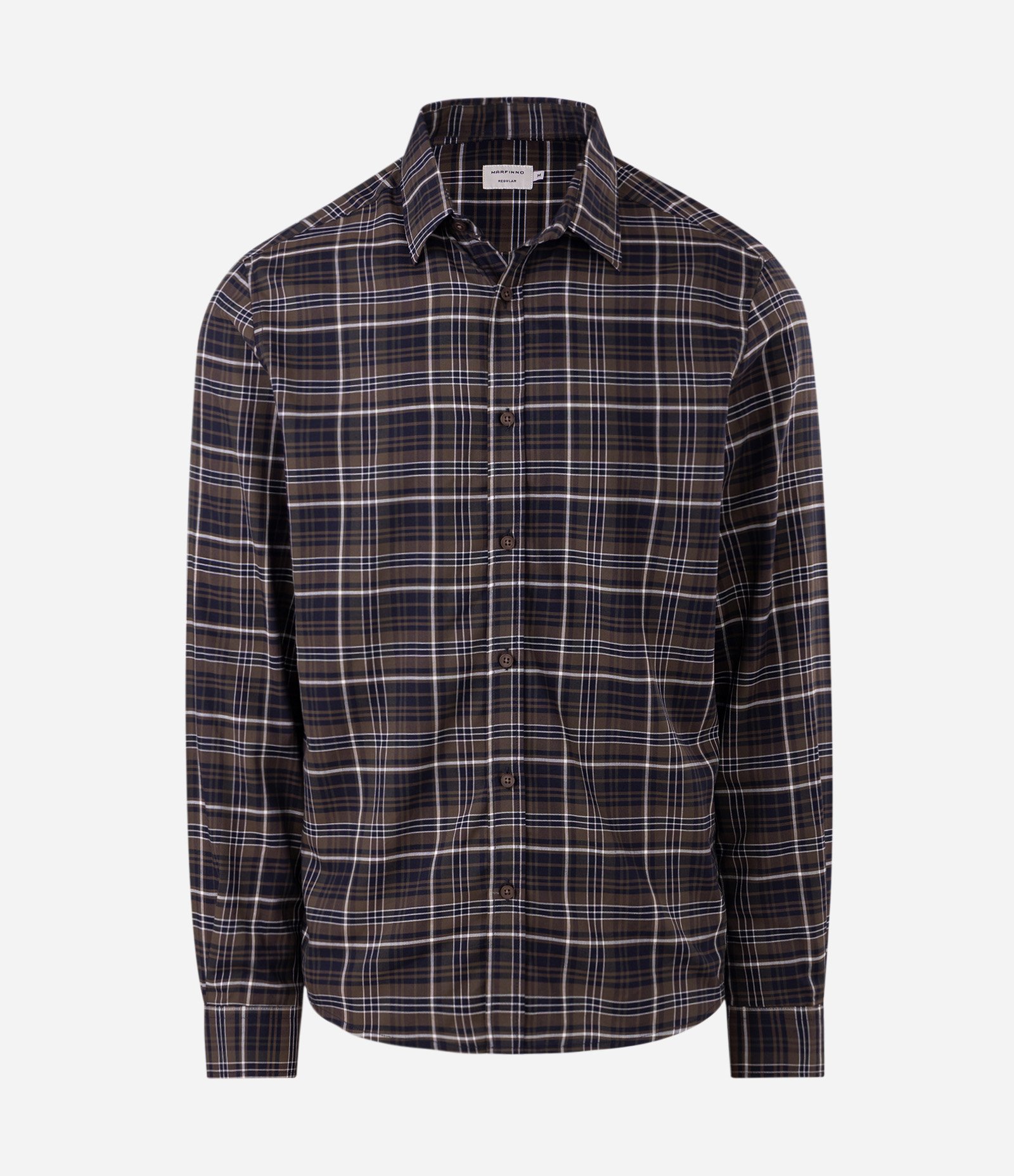 Camisa Manga Longa em Flanela e Estampa Xadrez Marrom 1