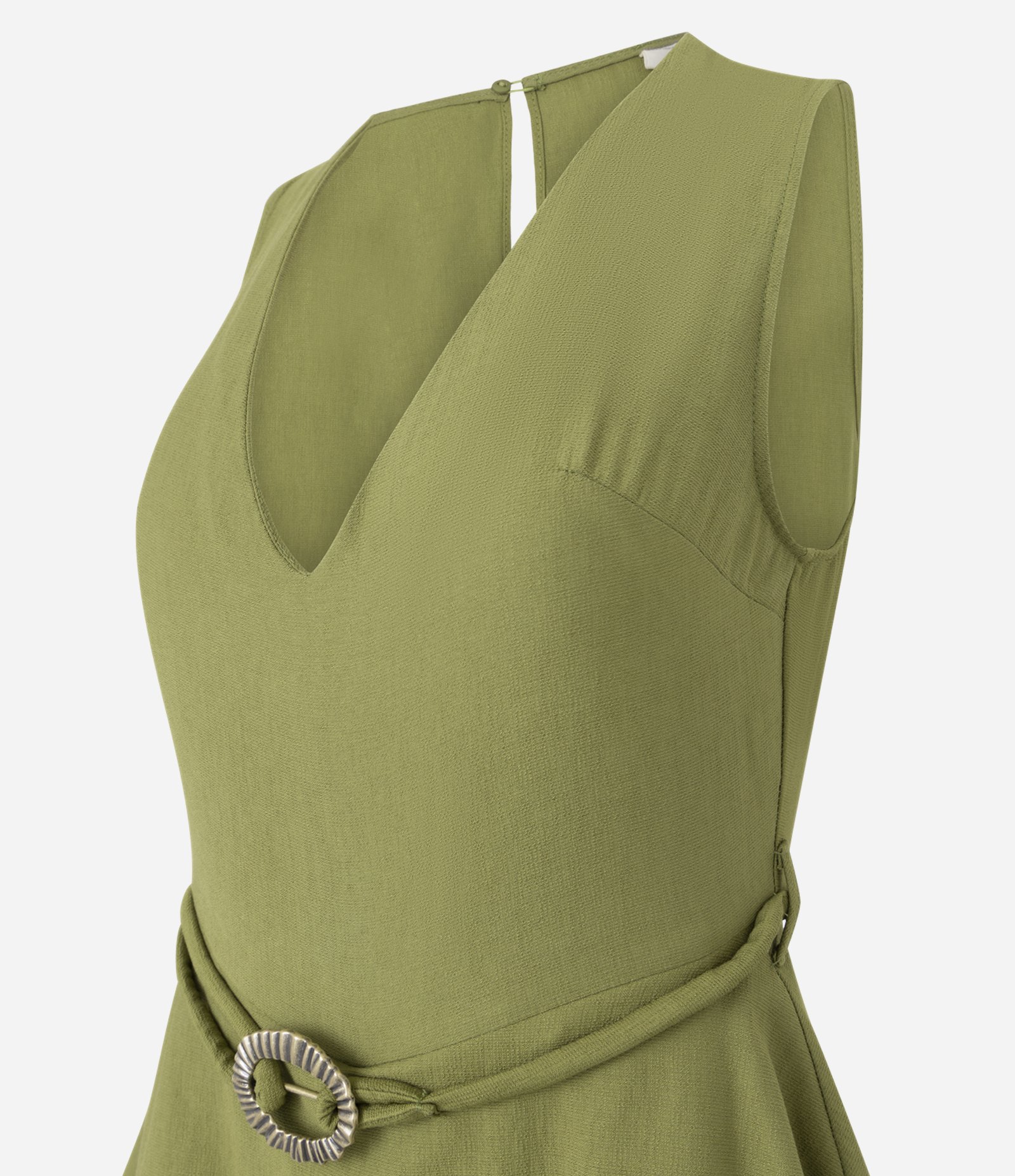 Macacão Aladim em Viscose com Babado Peplum Verde 6