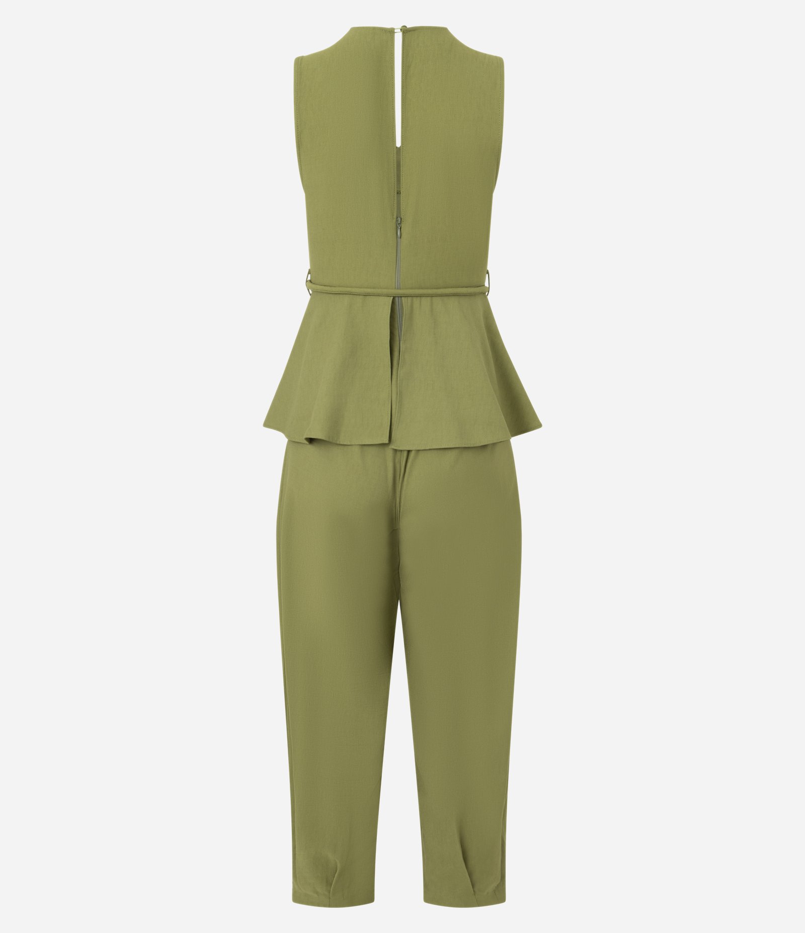 Macacão Aladim em Viscose com Babado Peplum Verde 7