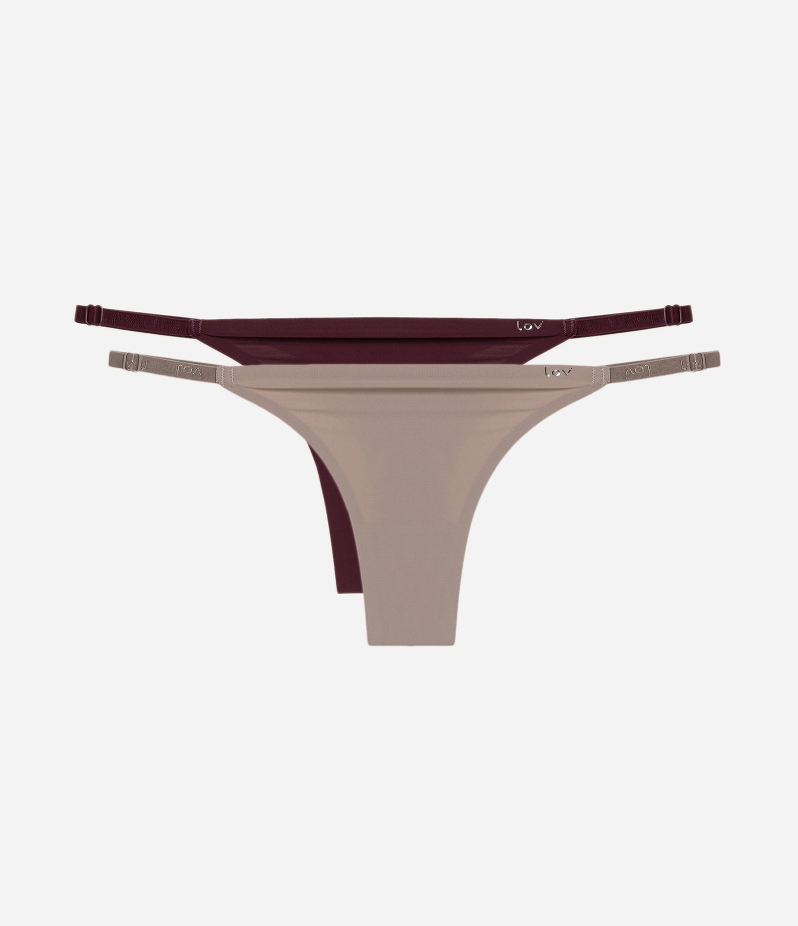Kit 02 Calcinhas String Fio em Microfibra Vinho/Bege 1