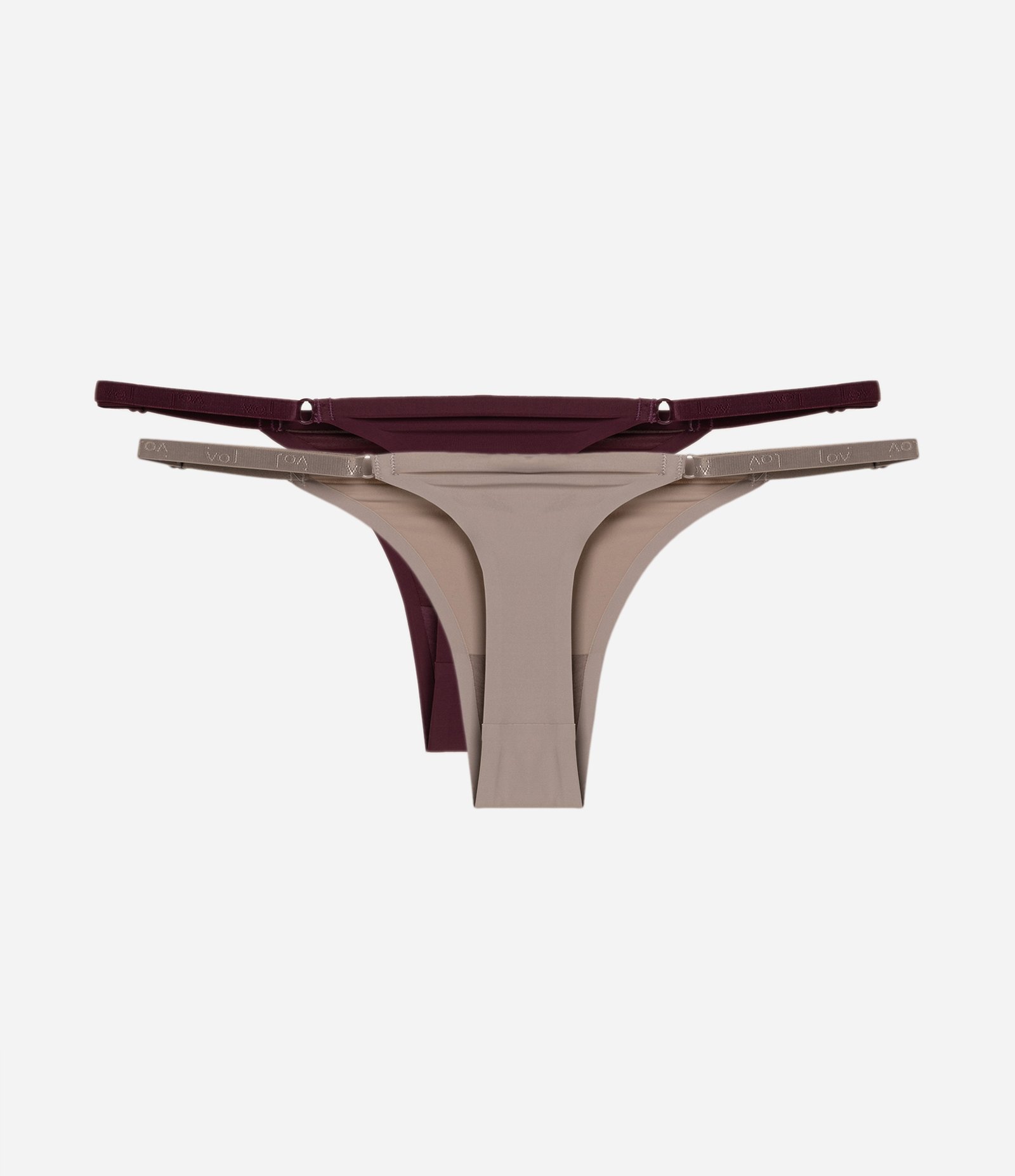 Kit 02 Calcinhas String Fio em Microfibra Vinho/Bege 2
