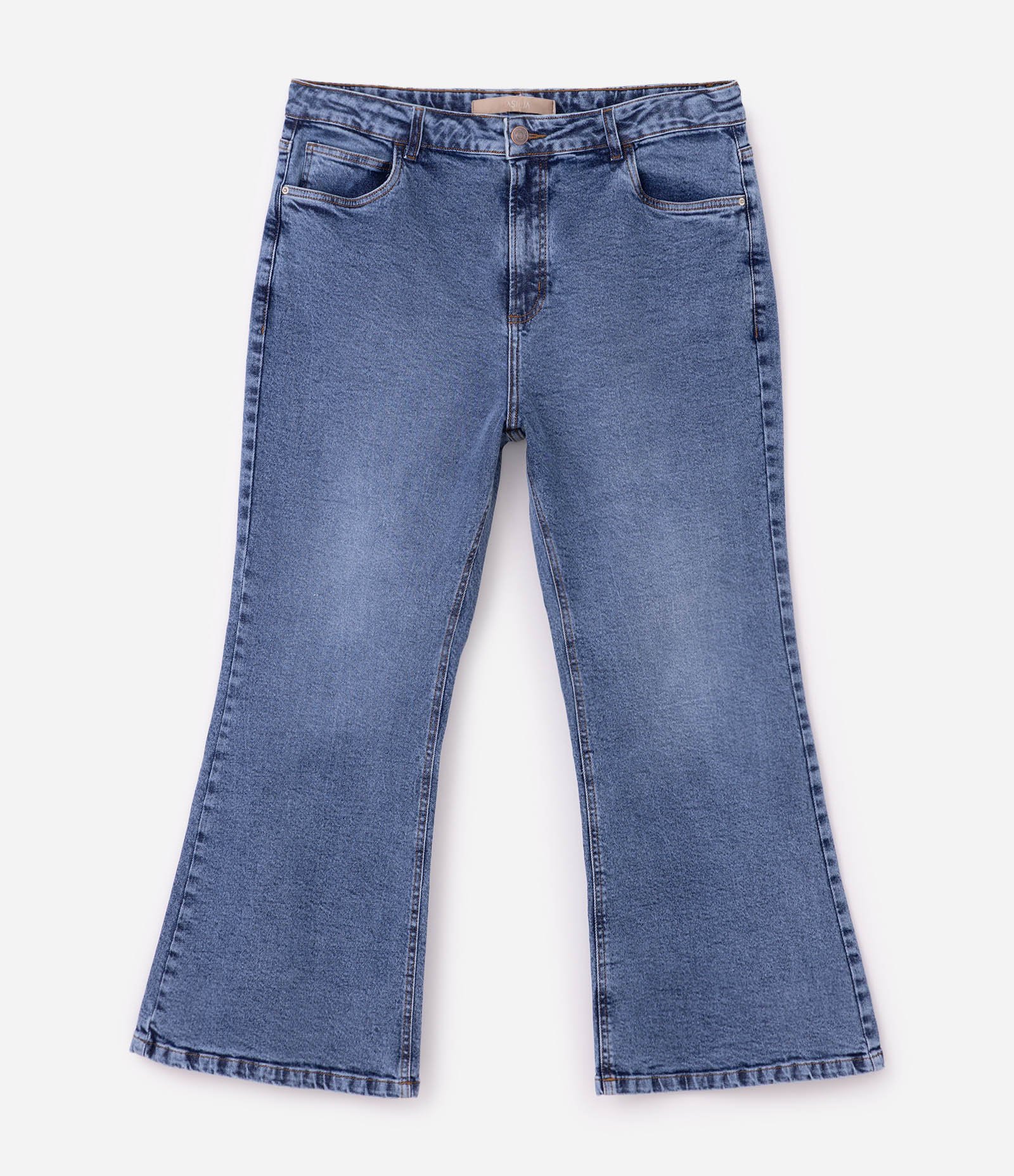 Calça Jeans Cropped Flare Curve & Plus Size Azul 6