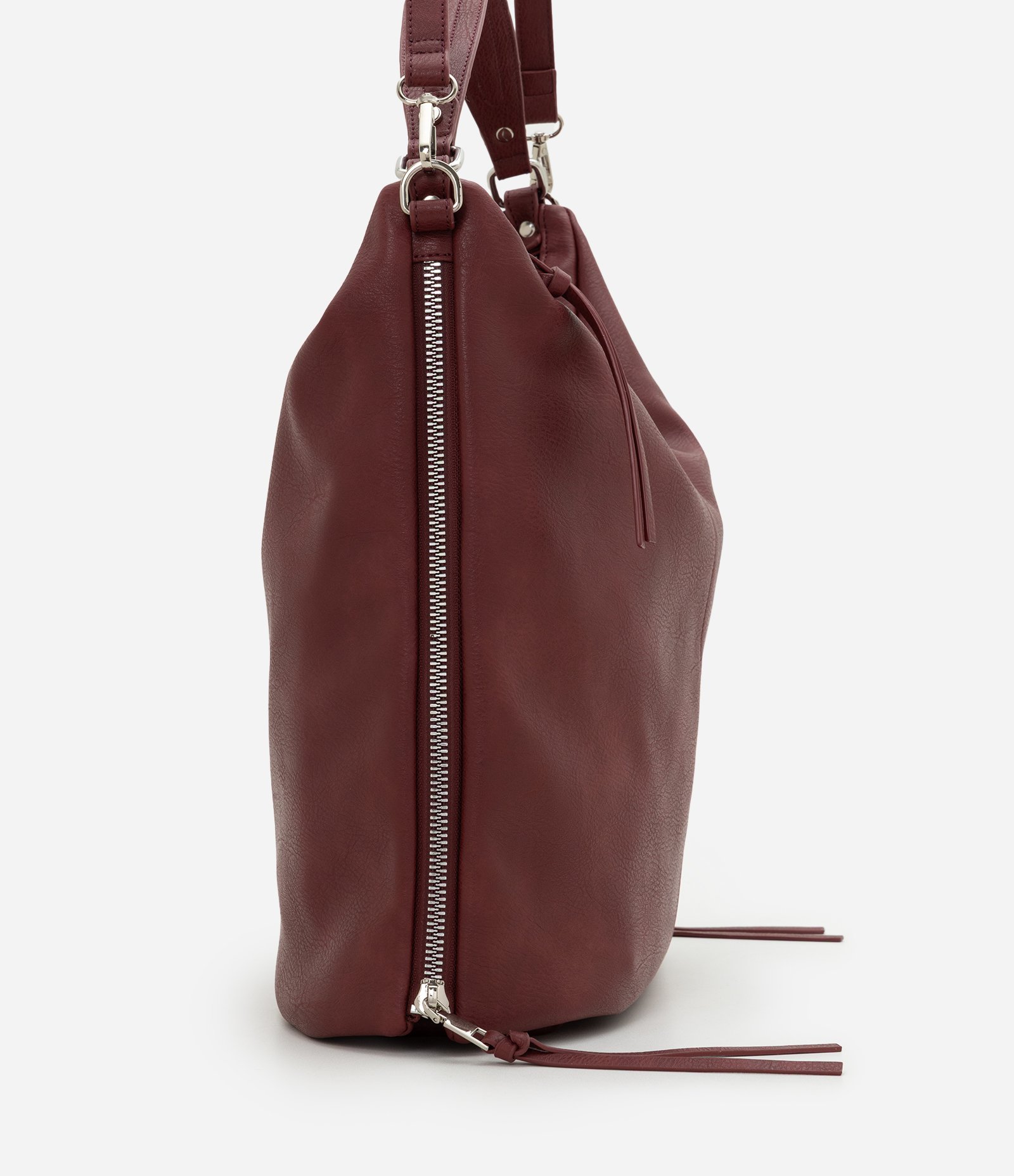 Bolsa Hobo Grande Desestruturada com Alças Duplas Vinho 2