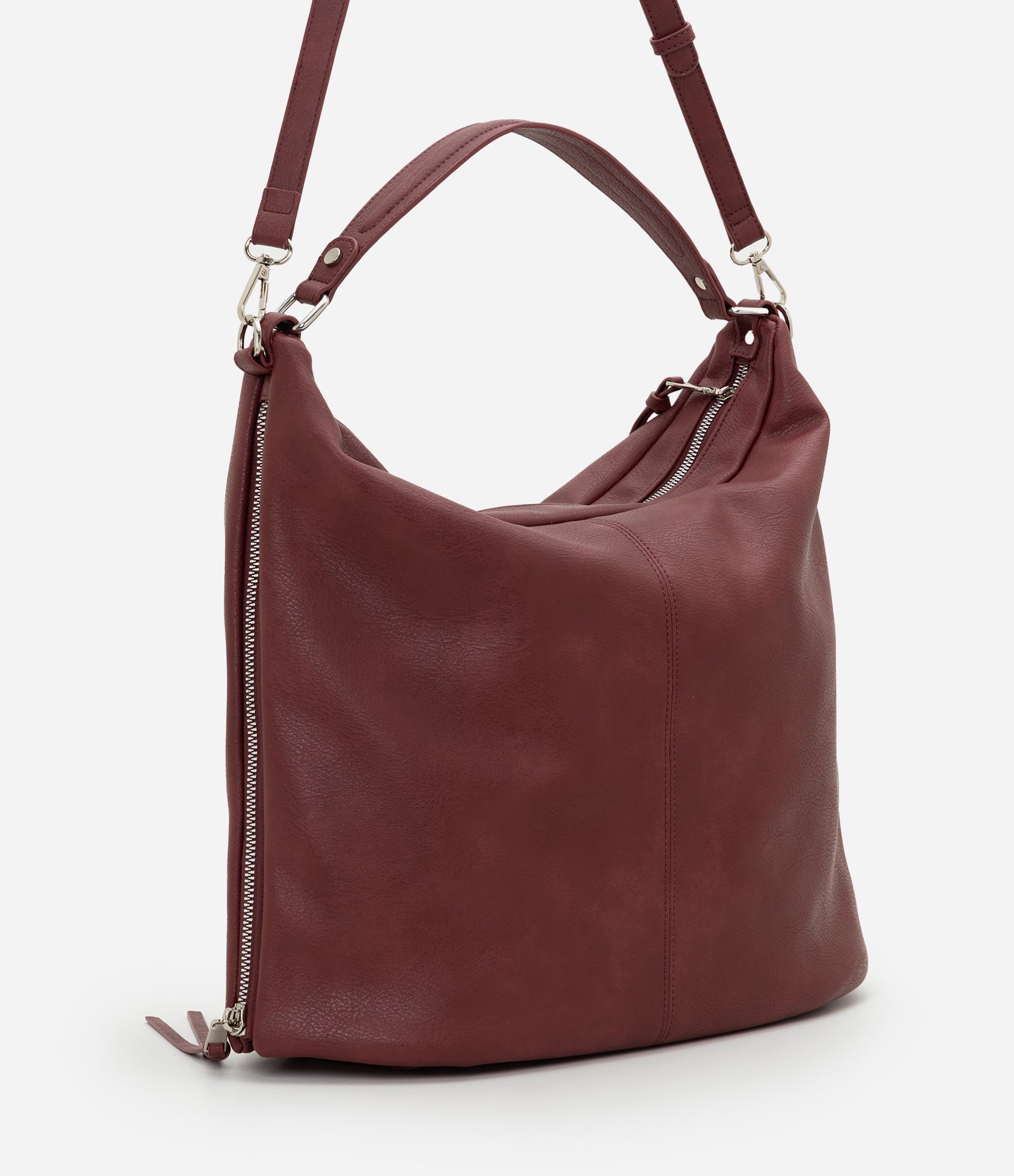 Bolsa Hobo Grande Desestruturada com Alças Duplas Vinho 3