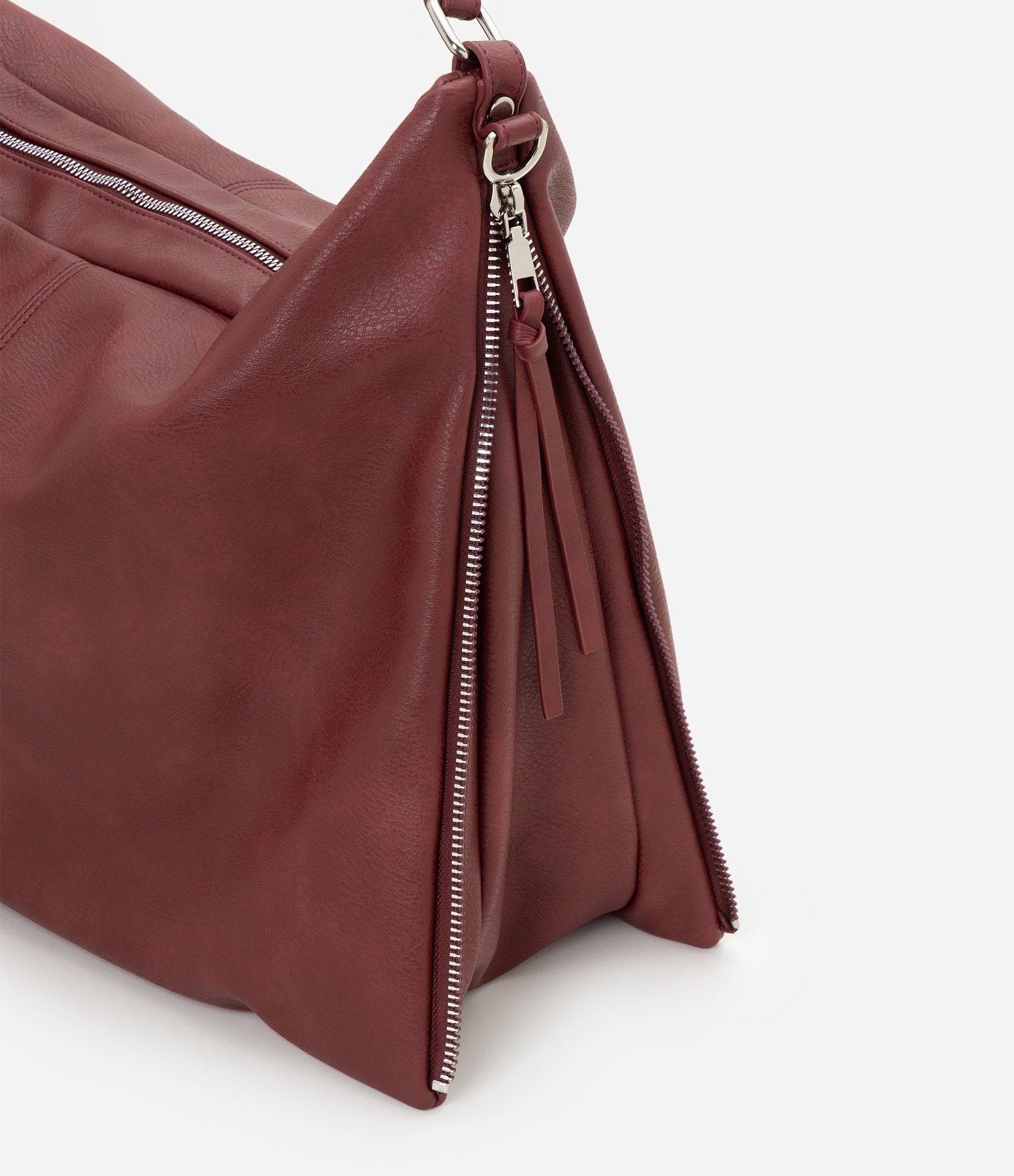 Bolsa Hobo Grande Desestruturada com Alças Duplas Vinho 5