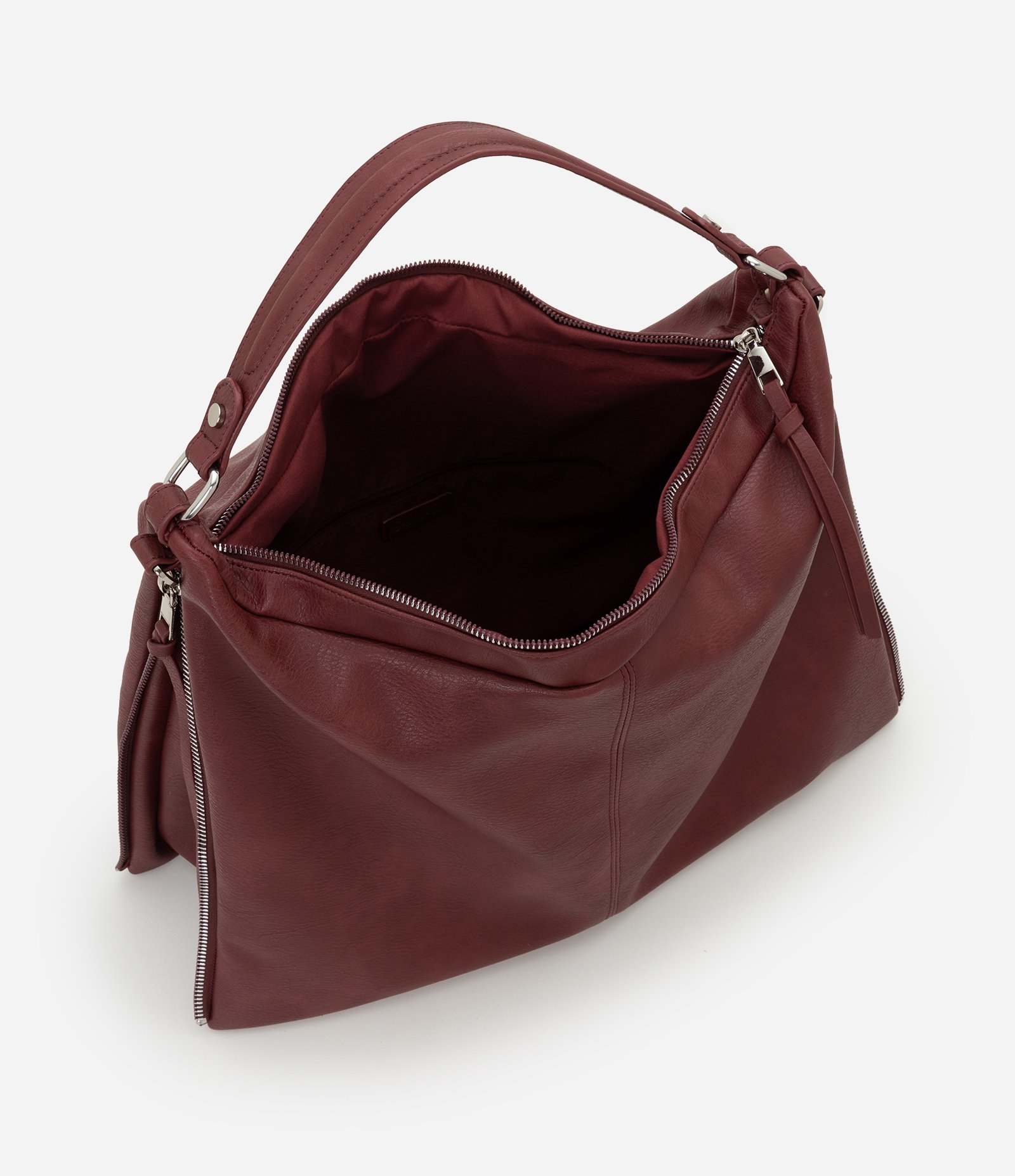 Bolsa Hobo Grande Desestruturada com Alças Duplas Vinho 6