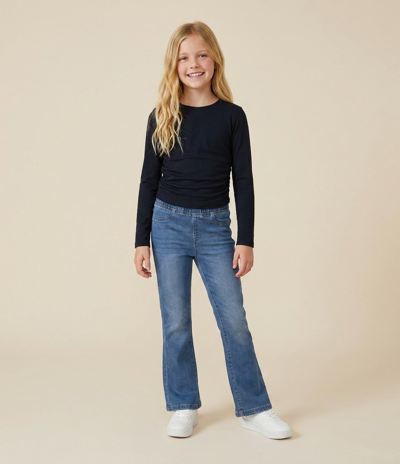 Camiseta Infantil com Franzido Lateral – Tam 5 a 14 Anos Preto 1