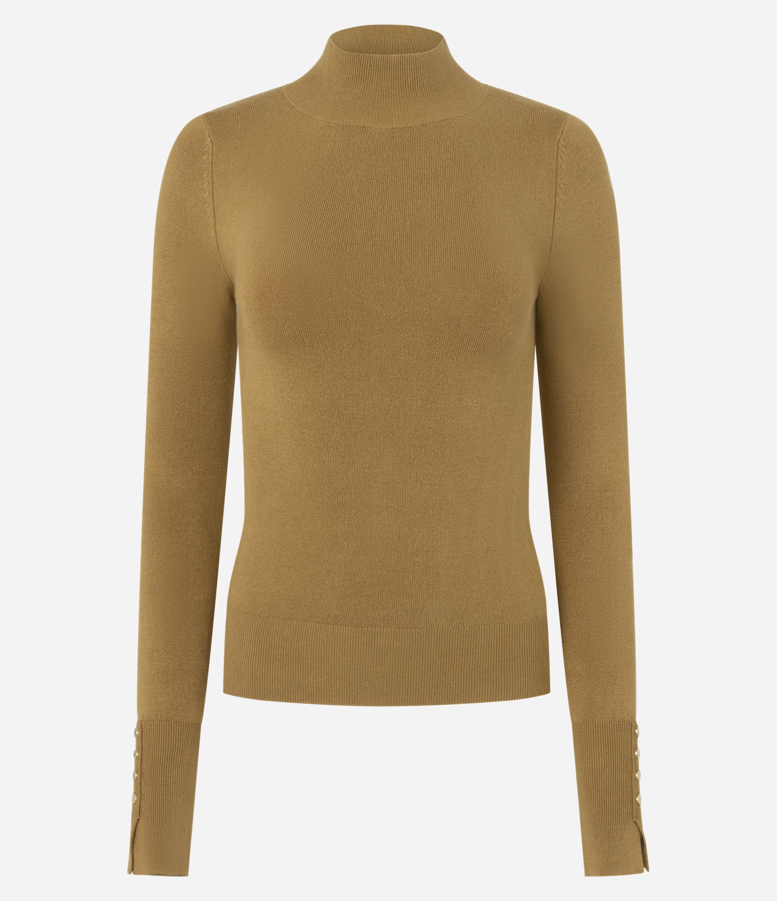 Blusa em Tricô com Manga Longa e Gola Alta Caramelo 1