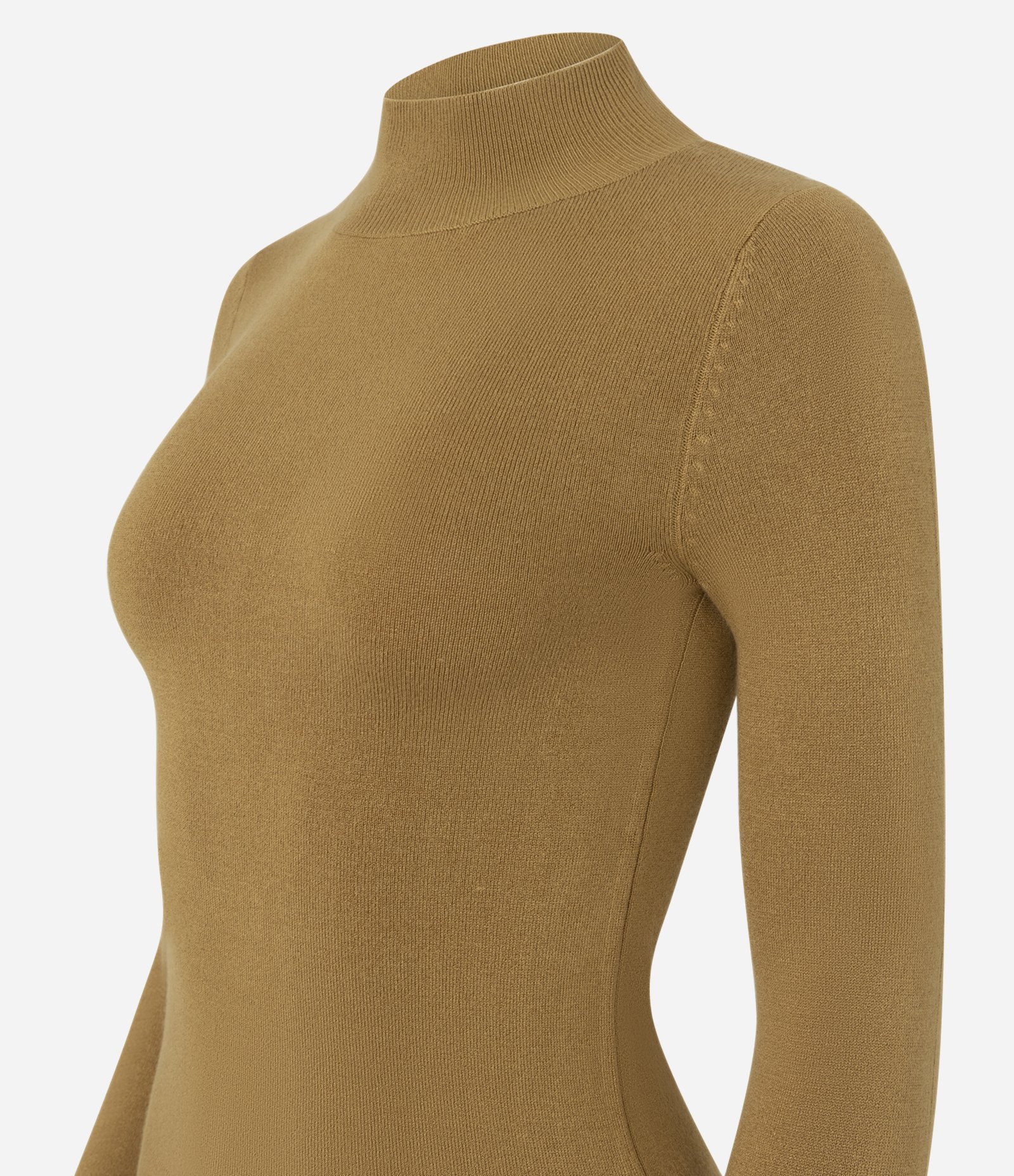 Blusa em Tricô com Manga Longa e Gola Alta Caramelo 2