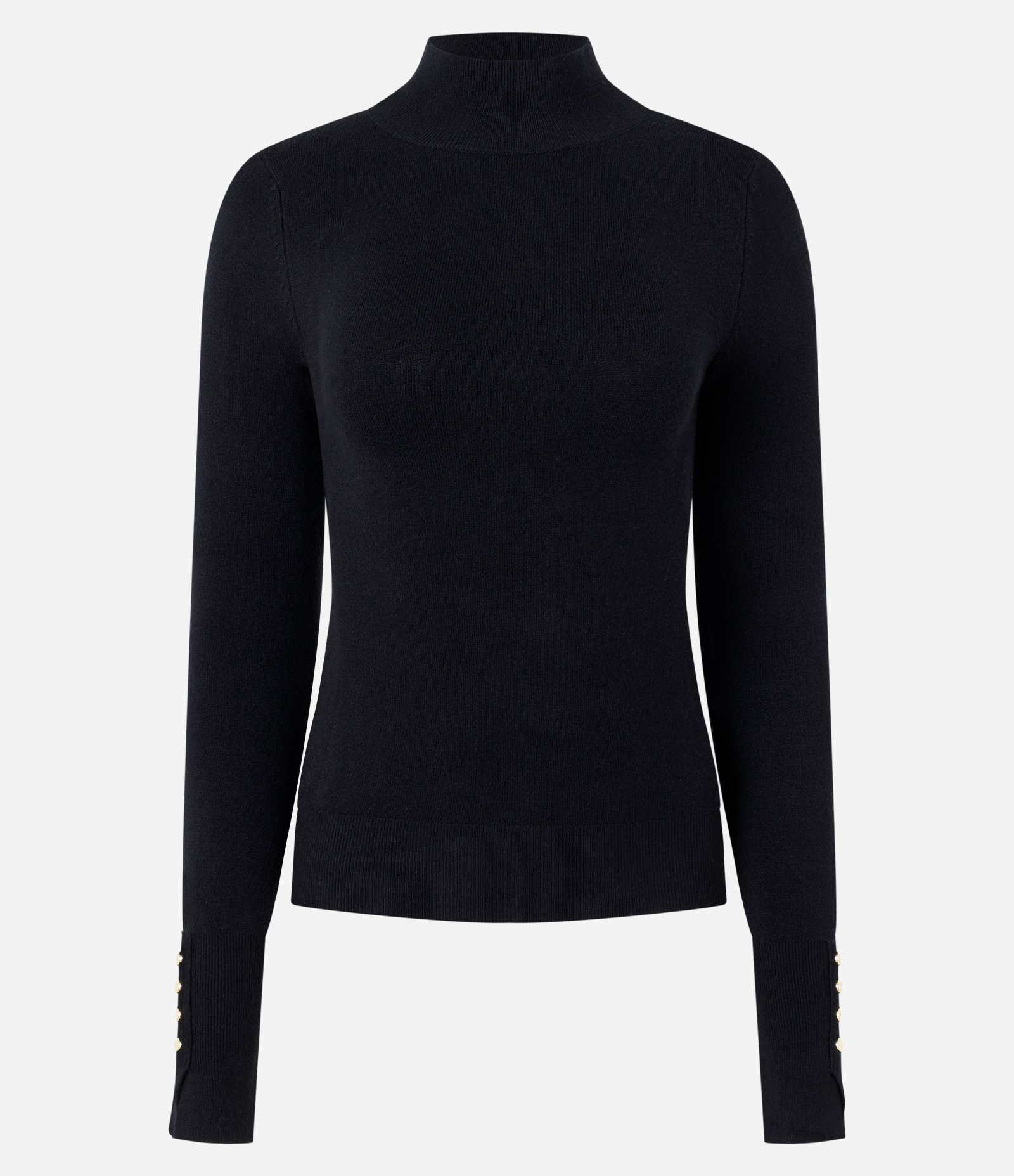 Blusa em Tricô com Manga Longa e Gola Alta Preto 1