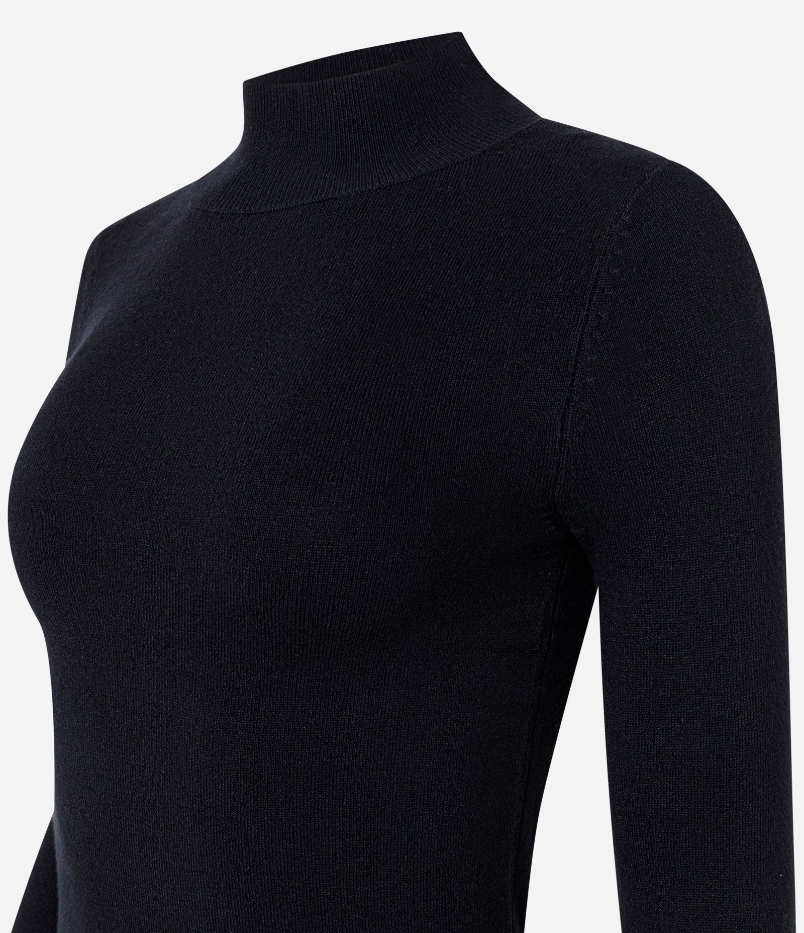 Blusa em Tricô com Manga Longa e Gola Alta Preto 2