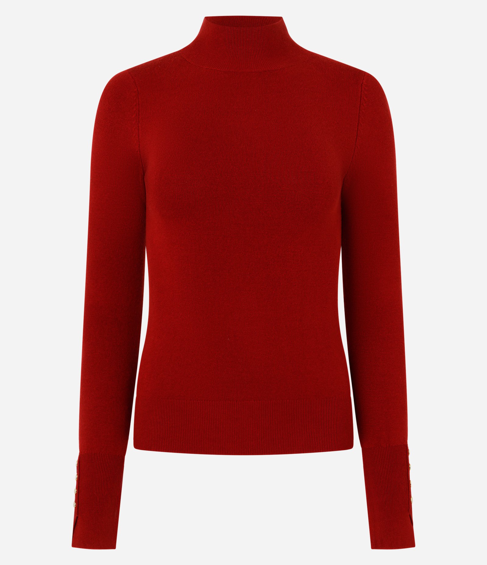 Blusa em Tricô com Manga Longa e Gola Alta Vermelho 1
