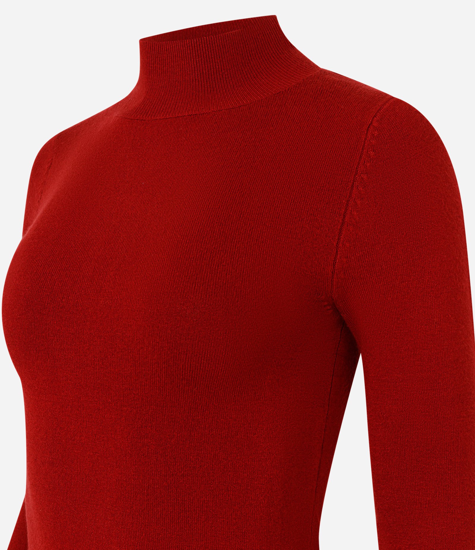 Blusa em Tricô com Manga Longa e Gola Alta Vermelho 2