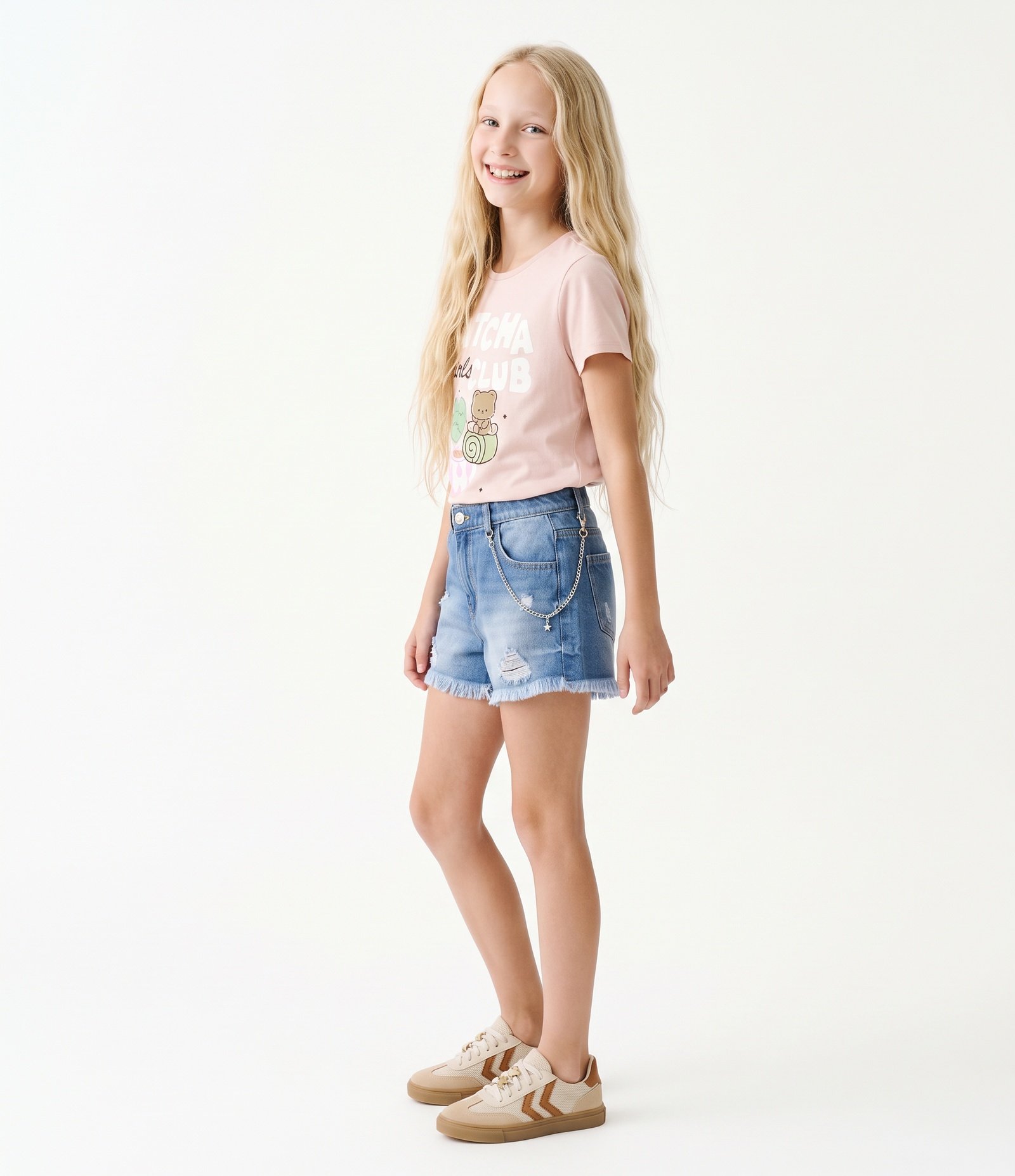 Camiseta Infantil Slim com Estampa Matcha – Tam 5 a 14 Anos Rosa Claro 2