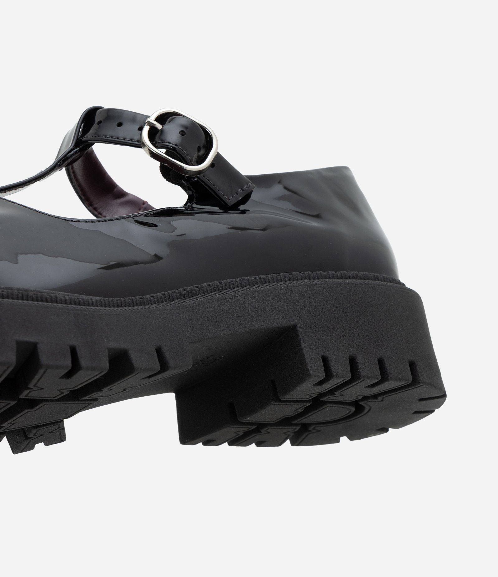 Mocassim Mary Jane em PU com Solado Tratorado Preto 3