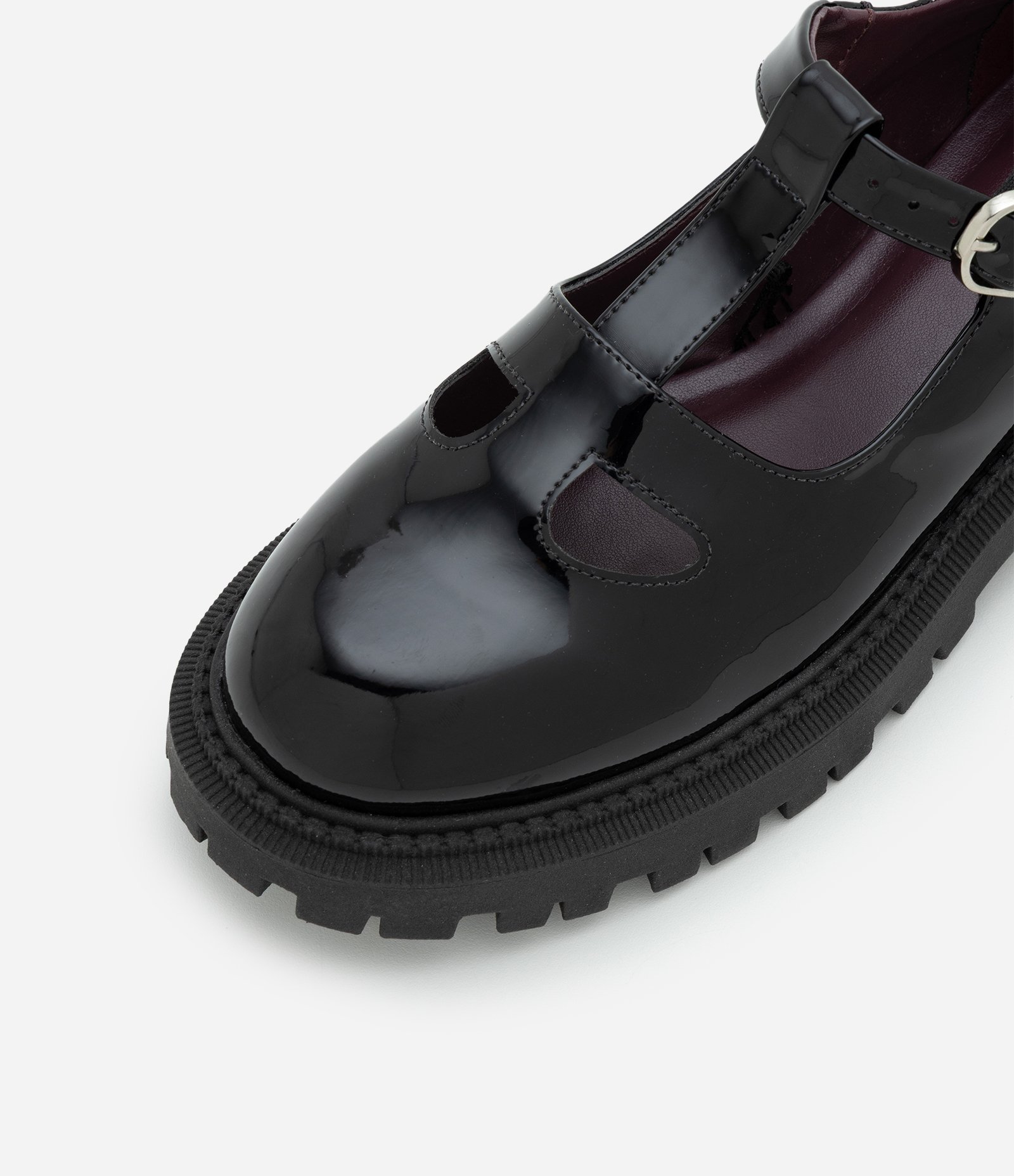 Mocassim Mary Jane em PU com Solado Tratorado Preto 6