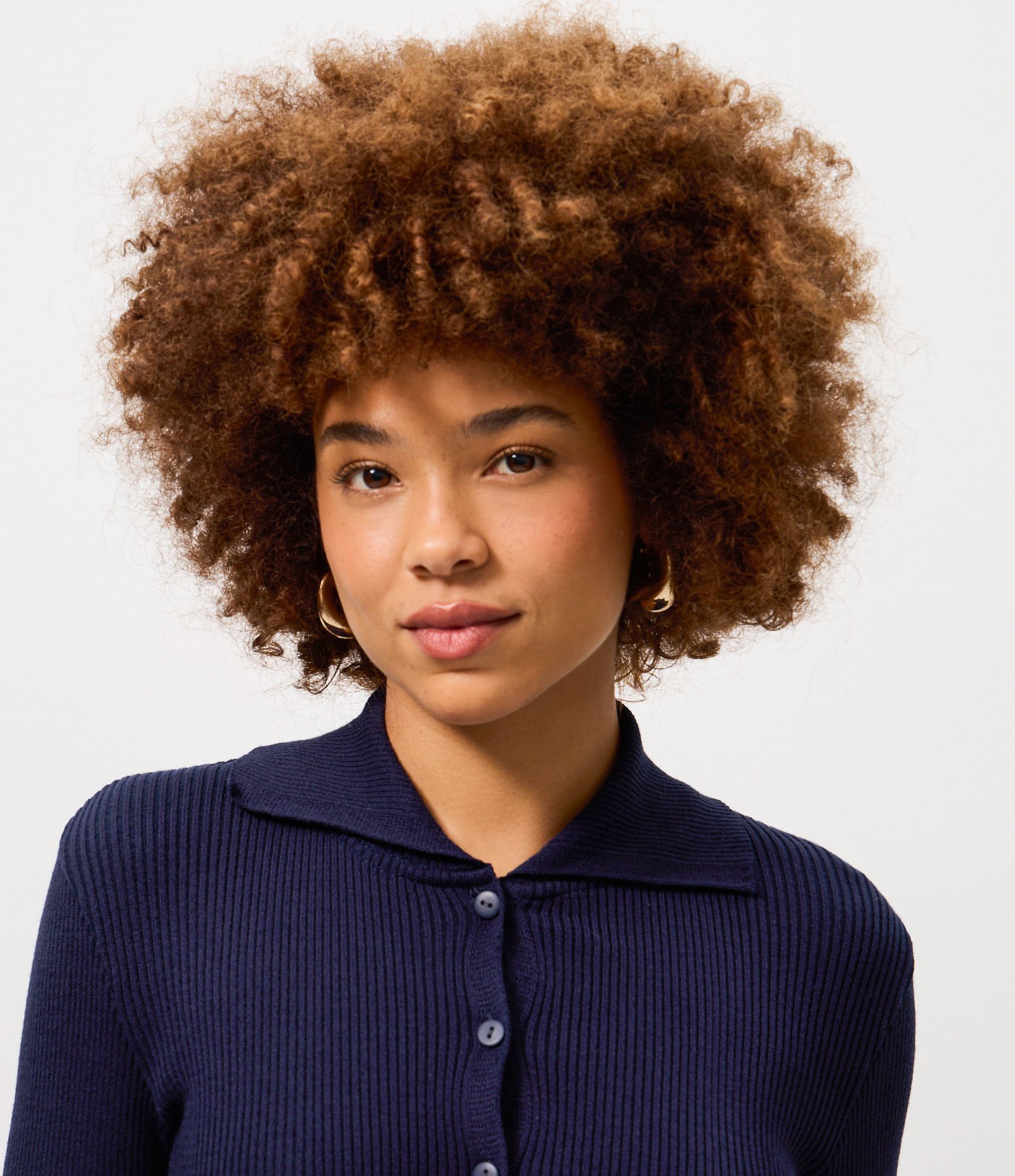 Cardigan em Tricô com Gola Polo Azul Escuro 3
